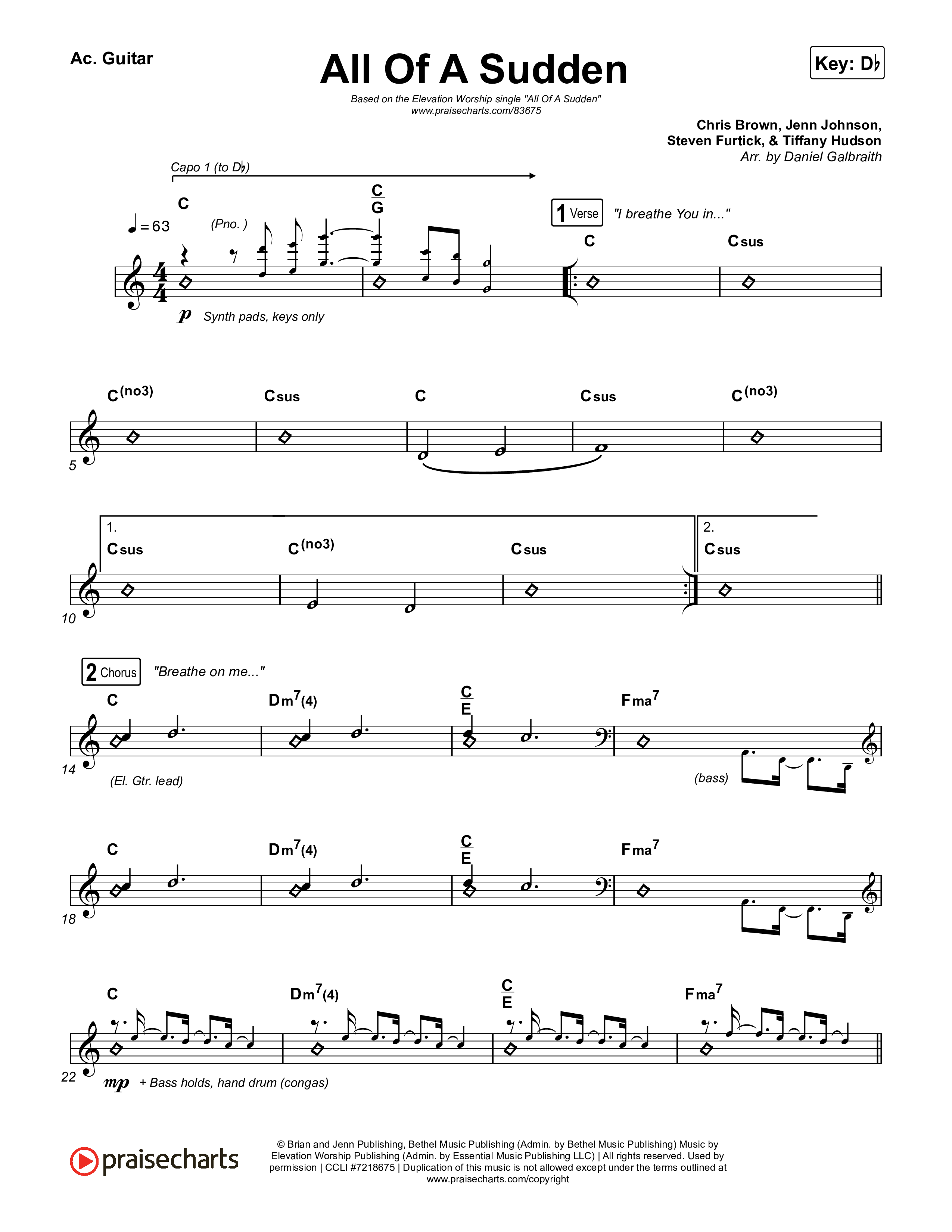 All Of A Sudden Acoustic Guitar (Elevation Worship / Tiffany Hudson)