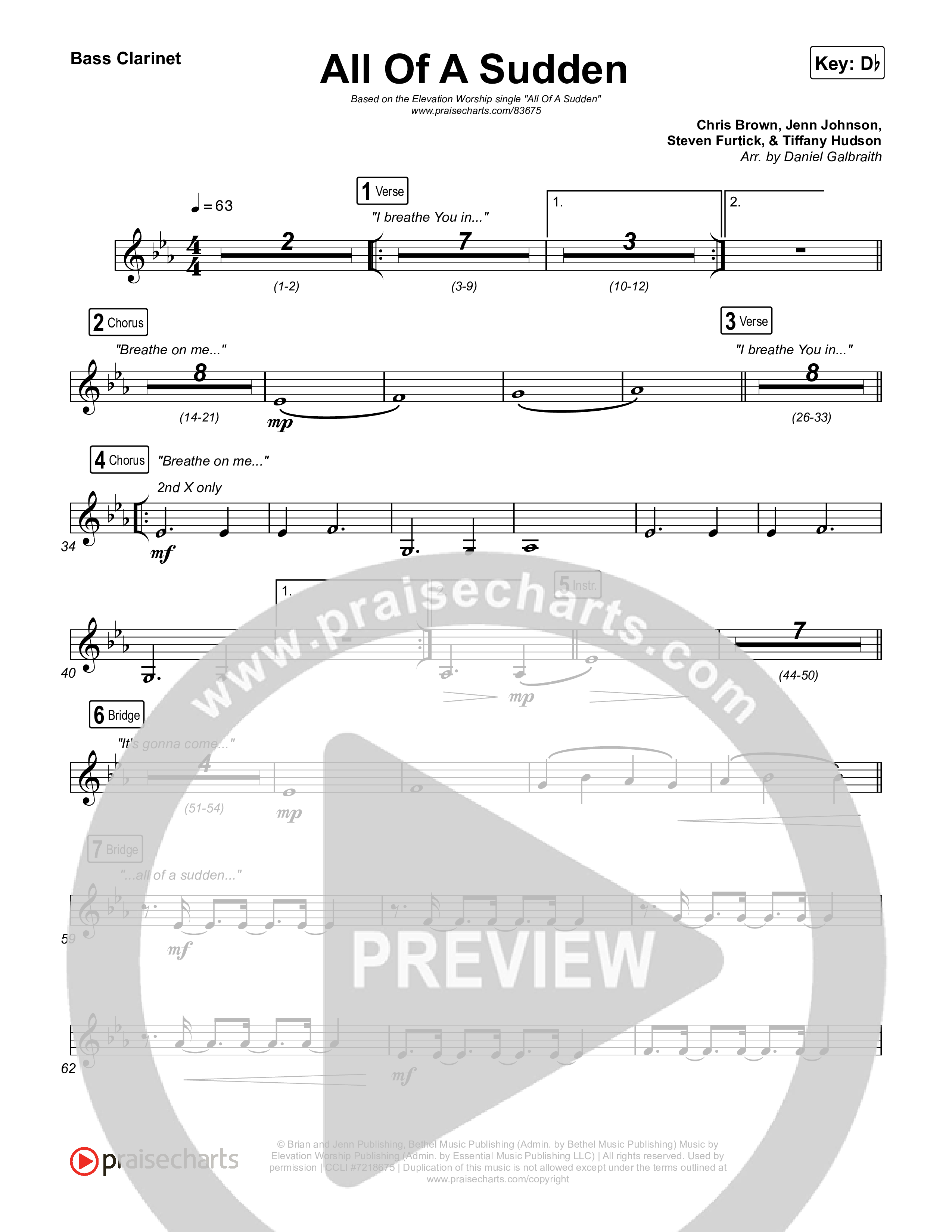 All Of A Sudden Bass Clarinet (Elevation Worship / Tiffany Hudson)