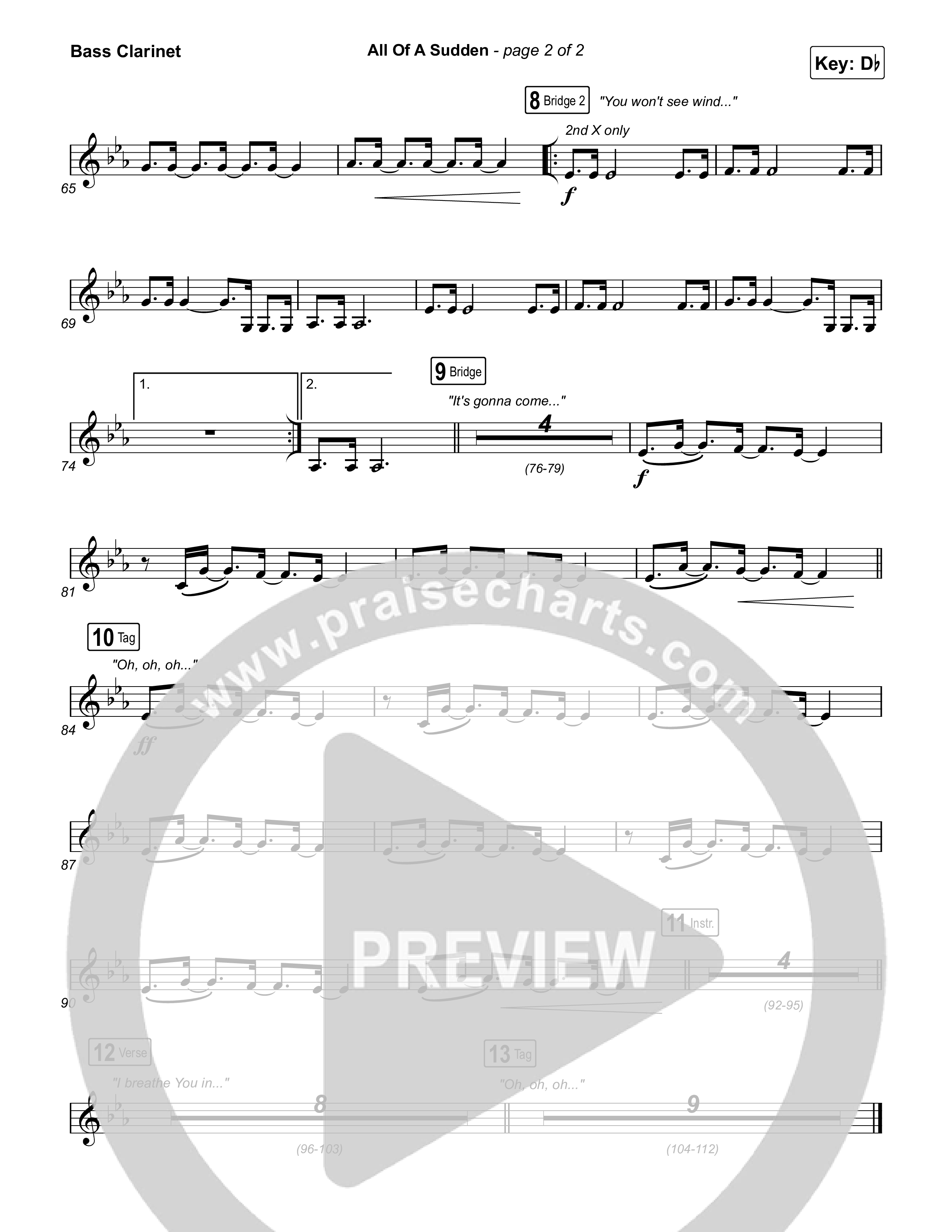 All Of A Sudden Bass Clarinet (Elevation Worship / Tiffany Hudson)