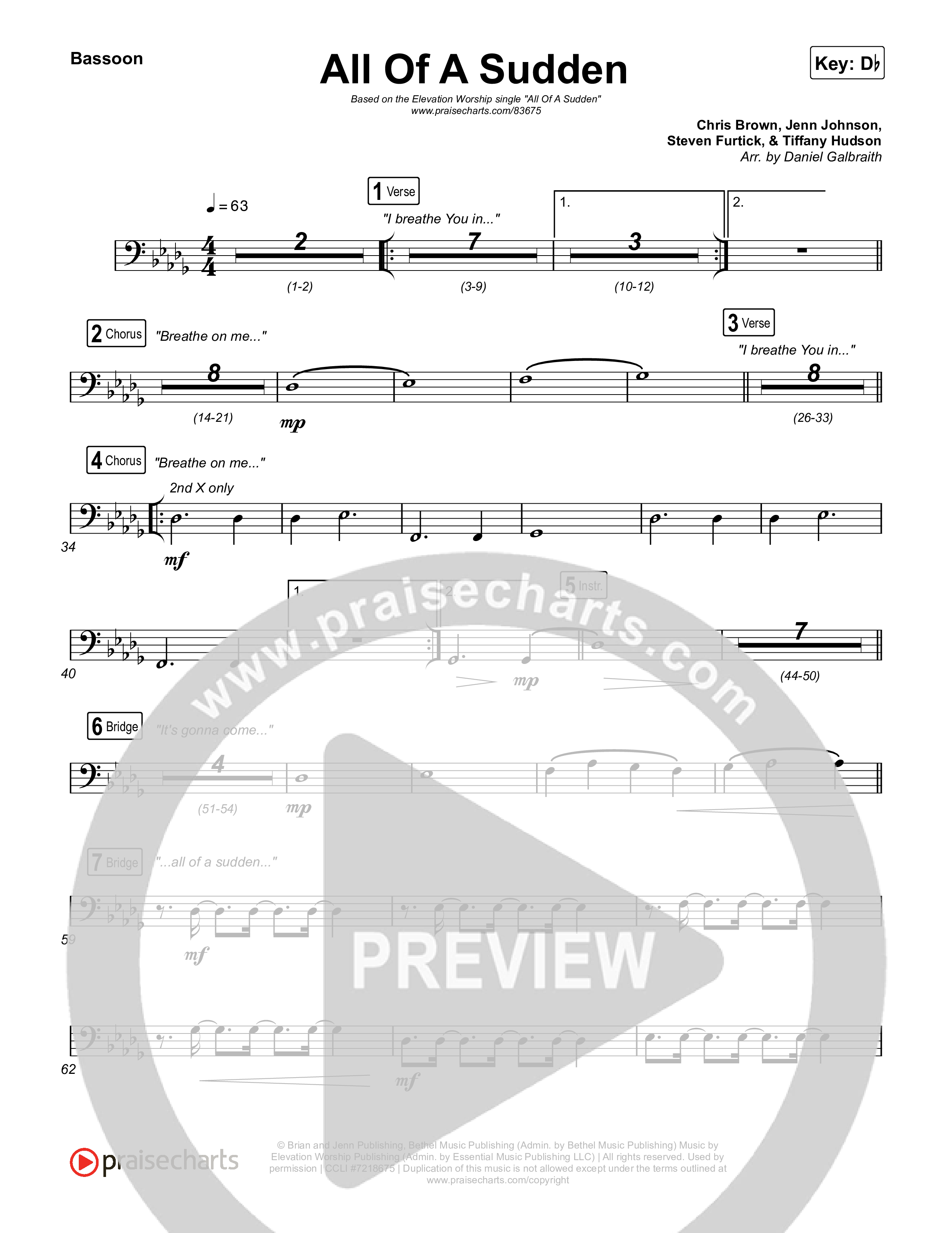 All Of A Sudden Bassoon (Elevation Worship / Tiffany Hudson)