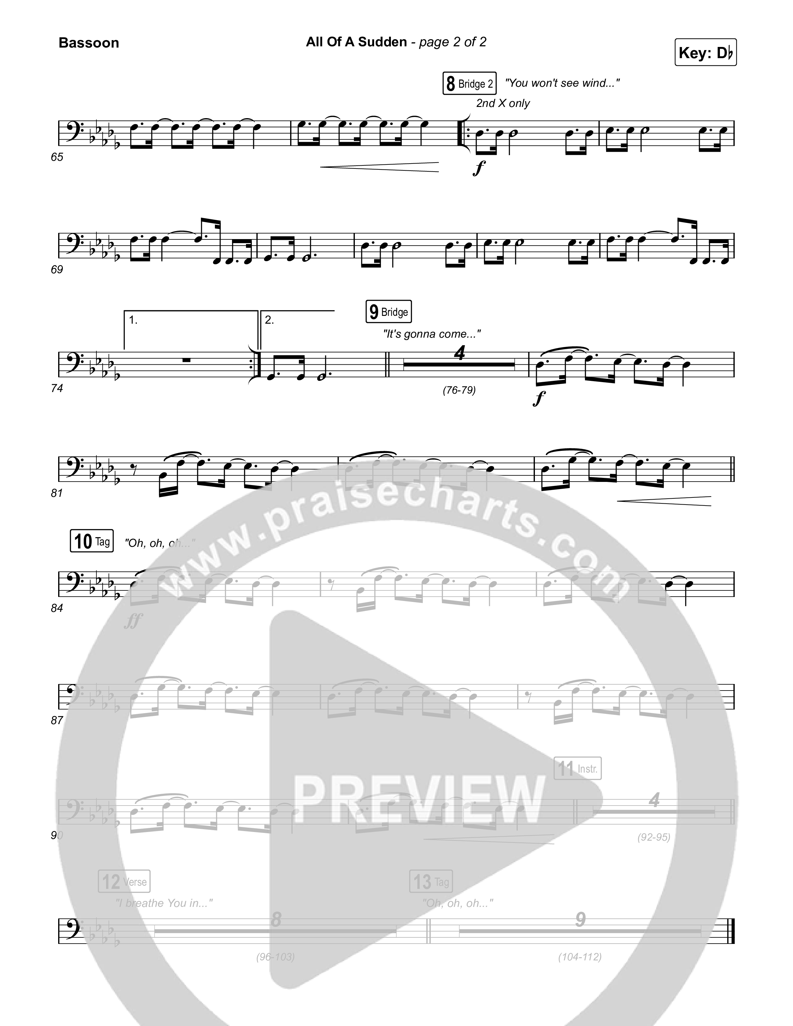 All Of A Sudden Bassoon (Elevation Worship / Tiffany Hudson)