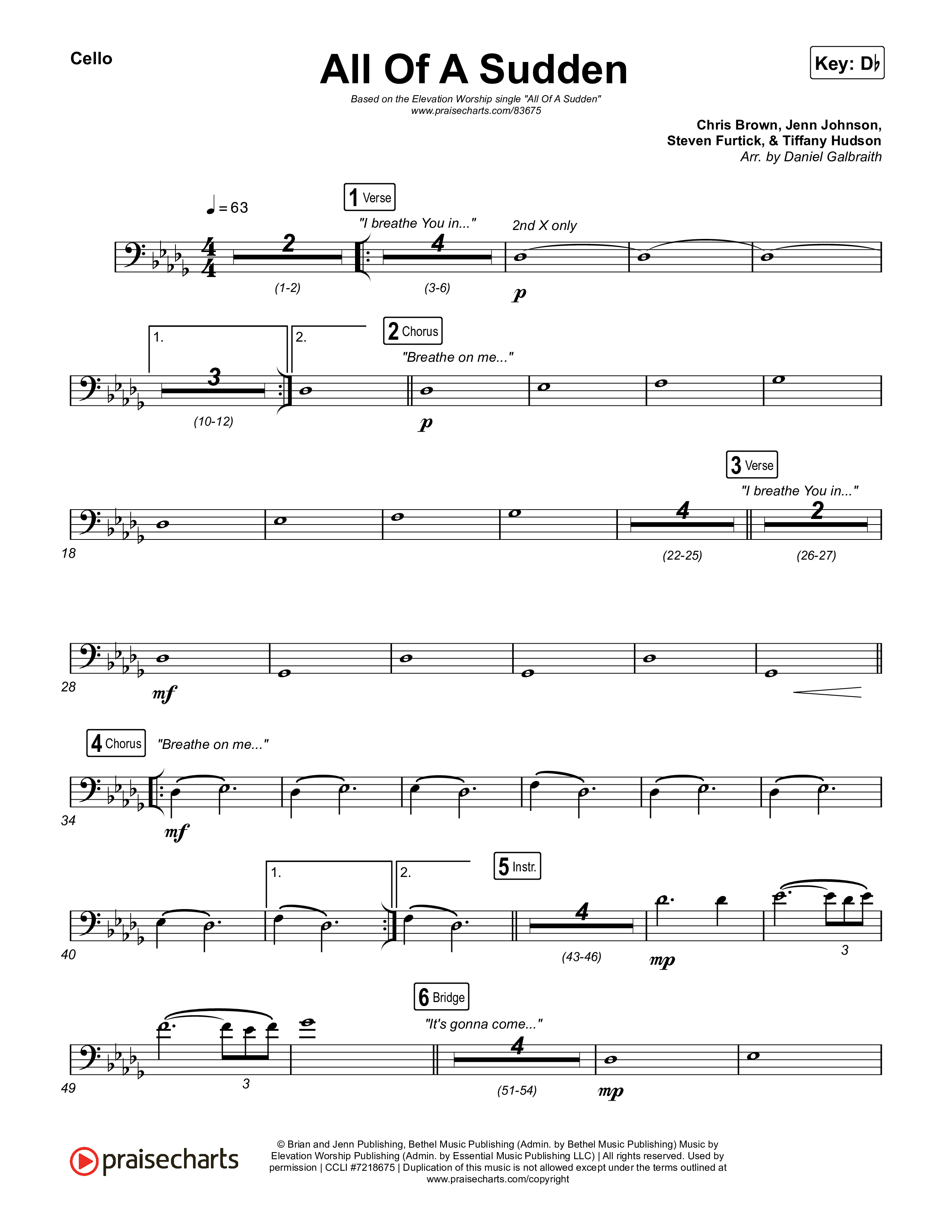 All Of A Sudden Cello (Elevation Worship / Tiffany Hudson)