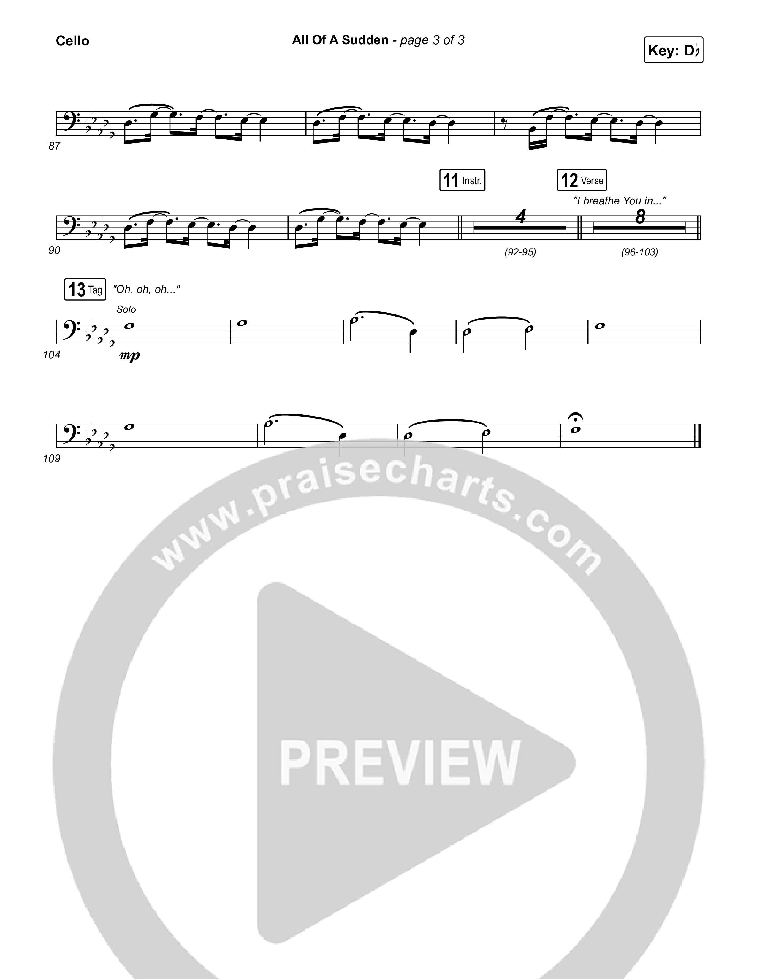 All Of A Sudden Cello (Elevation Worship / Tiffany Hudson)