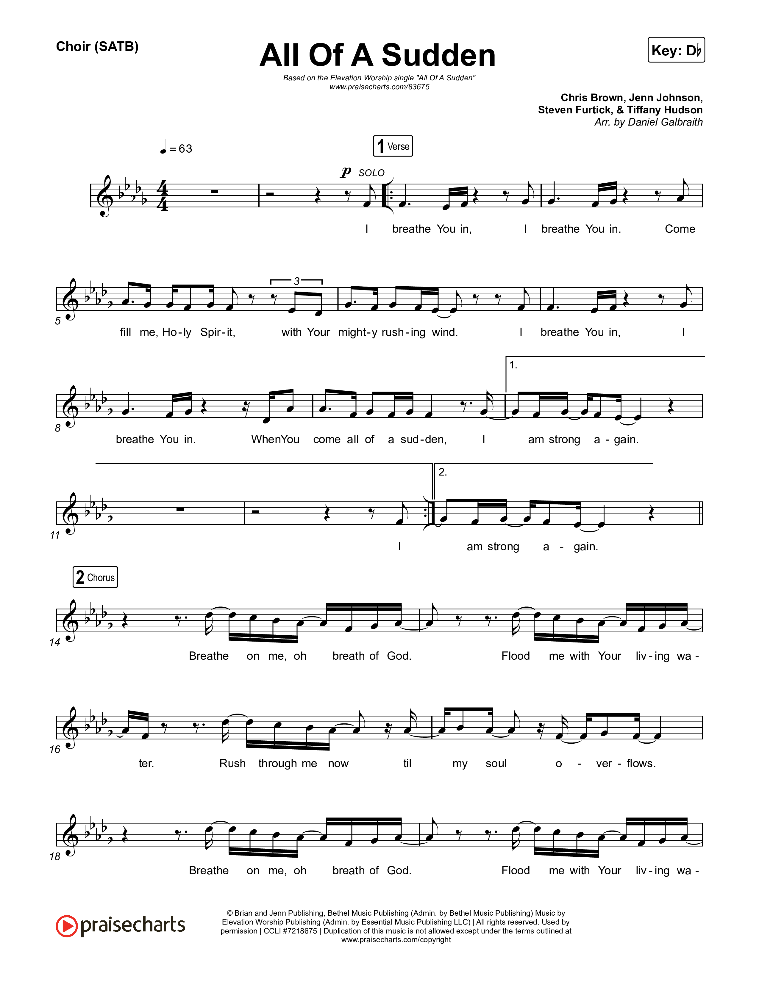 All Of A Sudden Choir Sheet (SATB) (Elevation Worship / Tiffany Hudson)