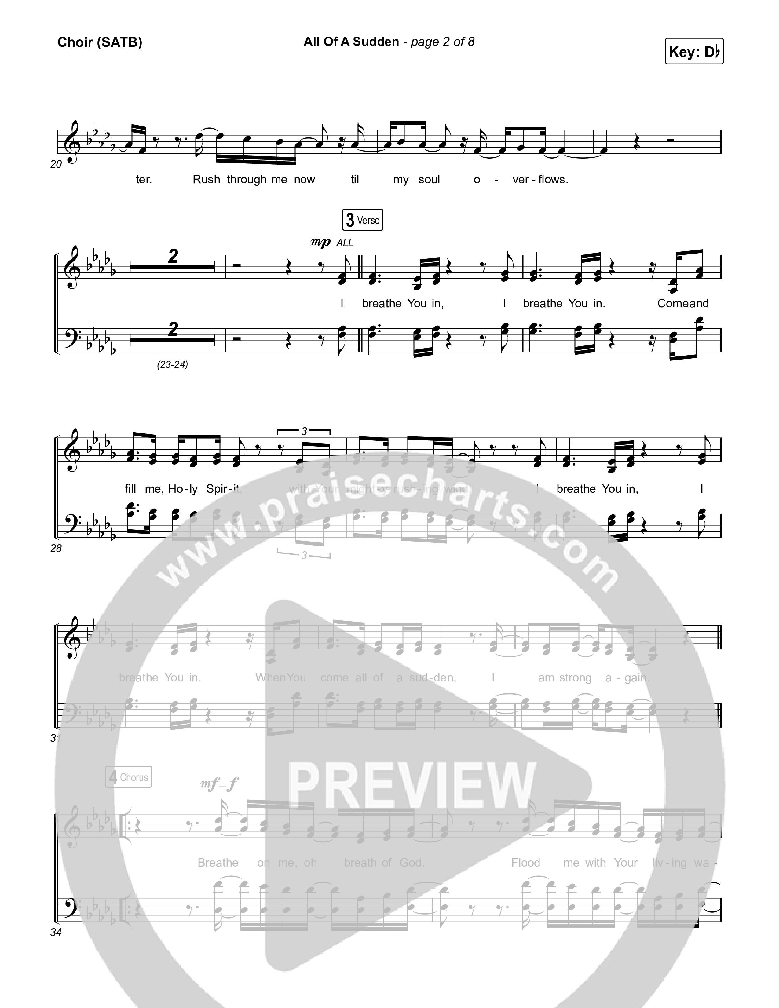 All Of A Sudden Choir Sheet (SATB) (Elevation Worship / Tiffany Hudson)