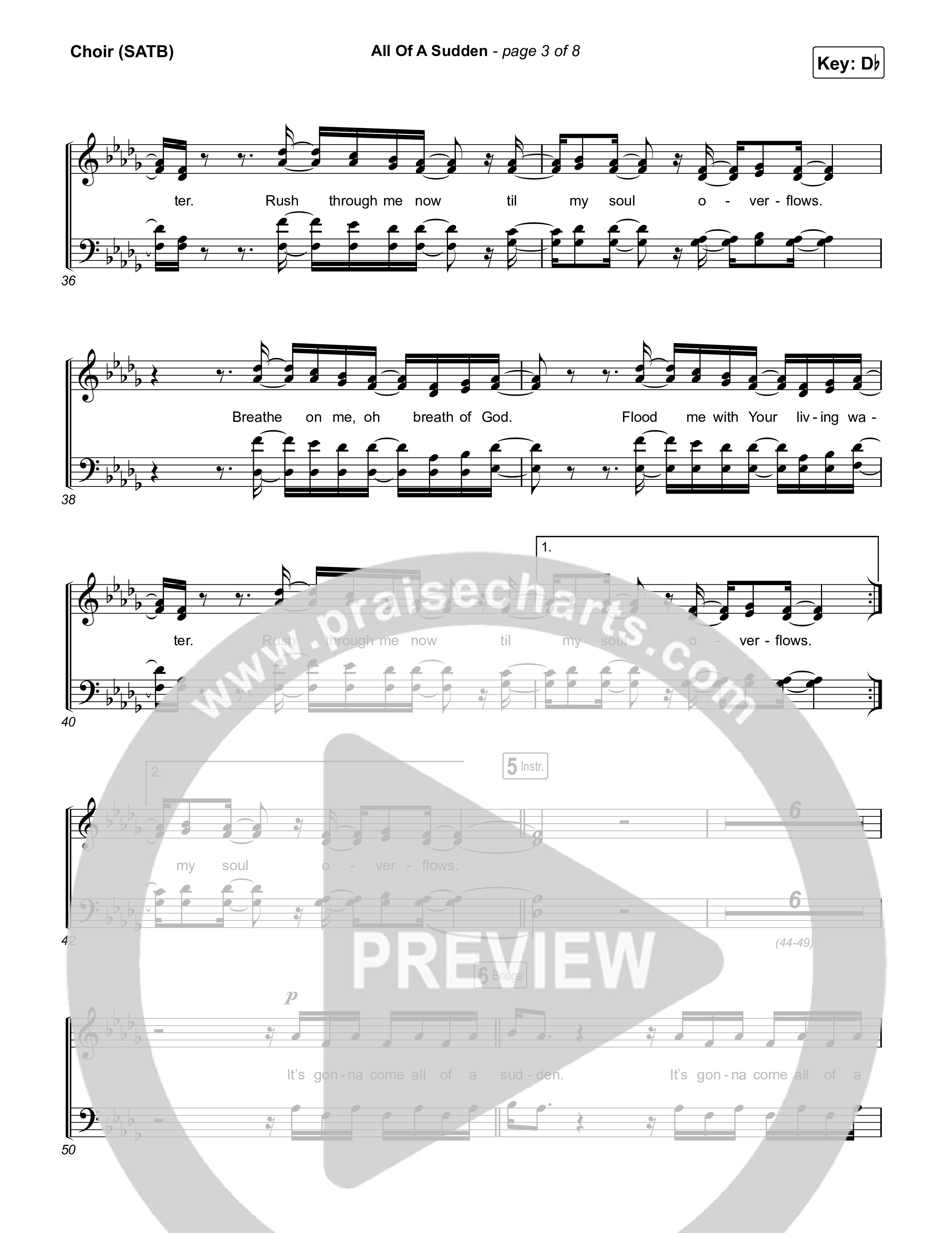 All Of A Sudden Choir Sheet (SATB) (Elevation Worship / Tiffany Hudson)