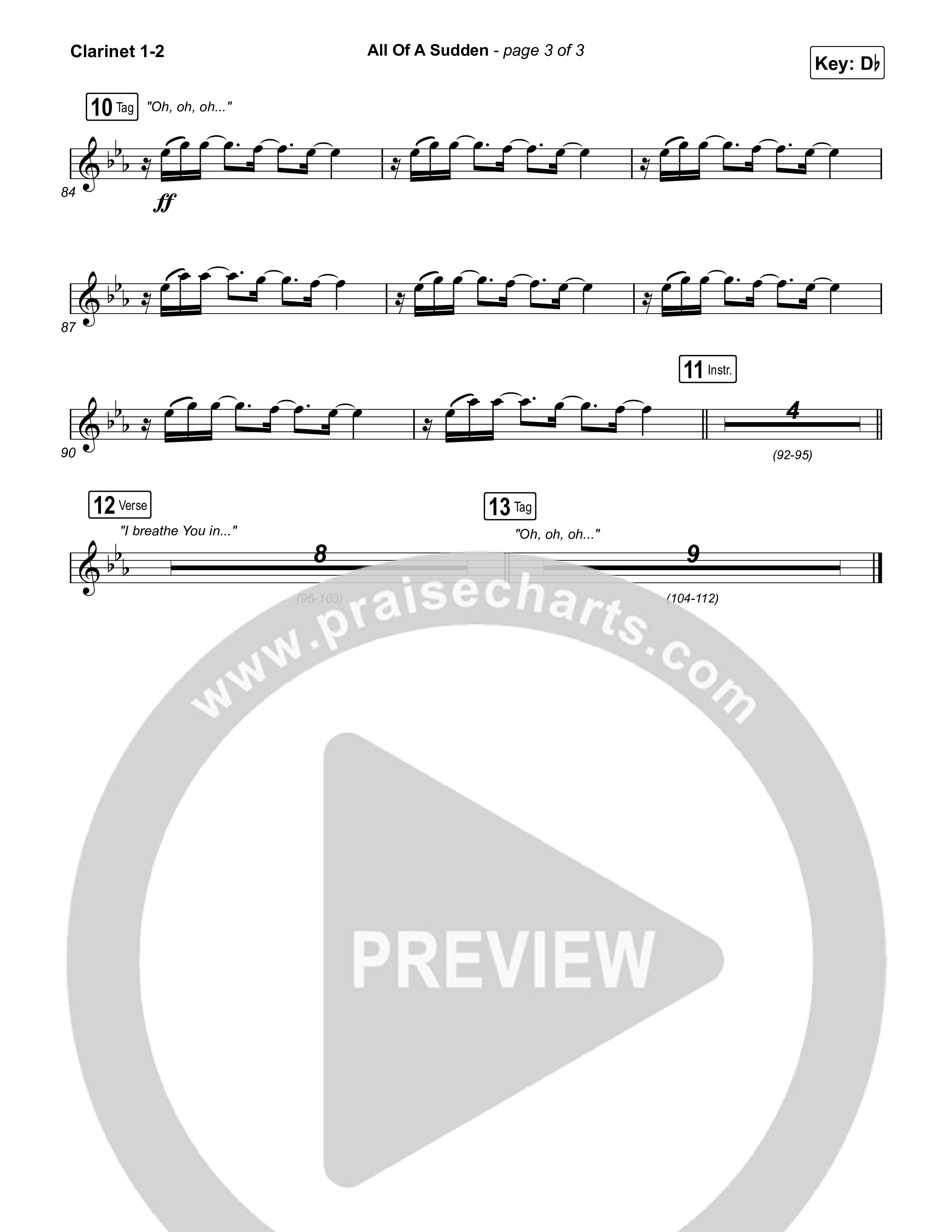 All Of A Sudden Clarinet 1/2 (Elevation Worship / Tiffany Hudson)