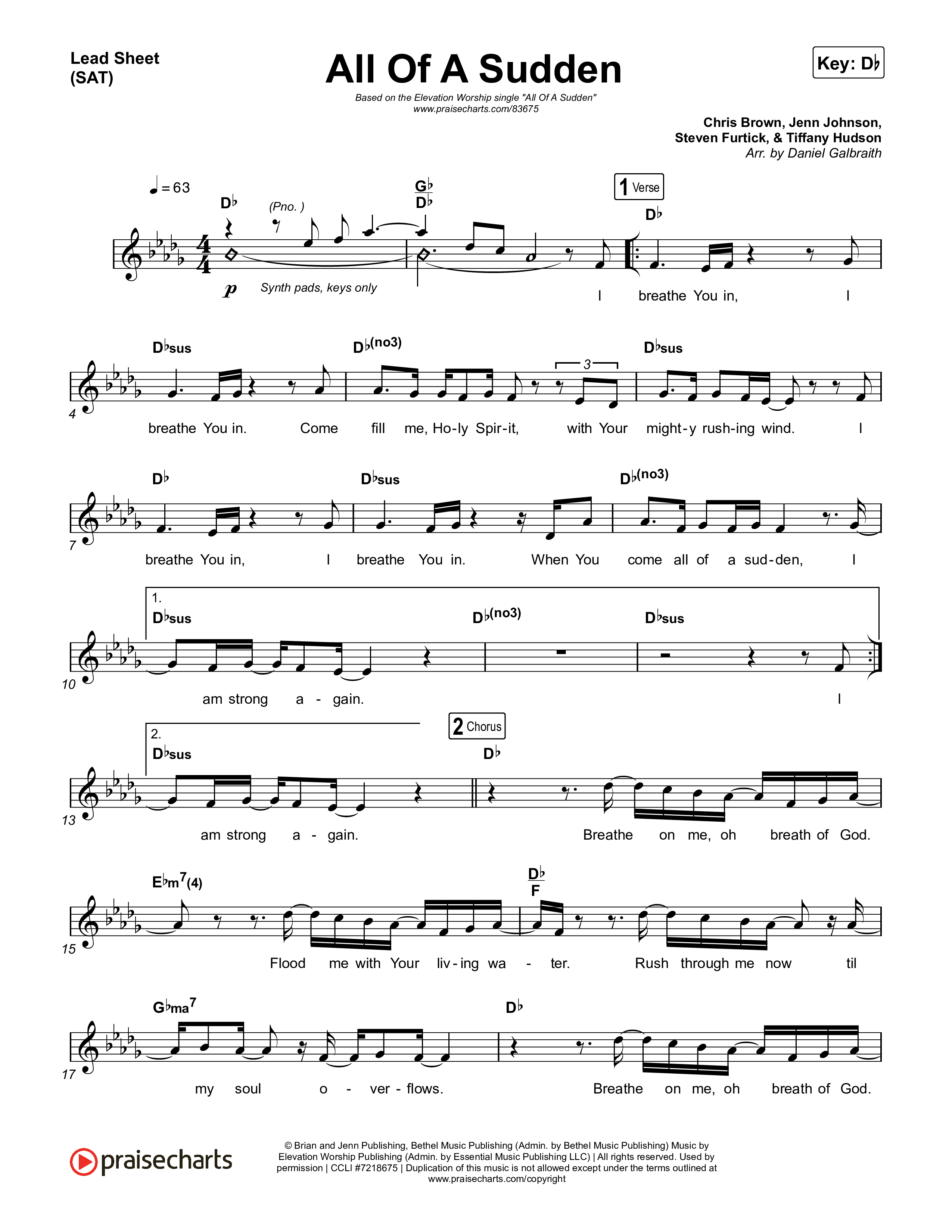 All Of A Sudden Lead Sheet (SAT) (Elevation Worship / Tiffany Hudson)