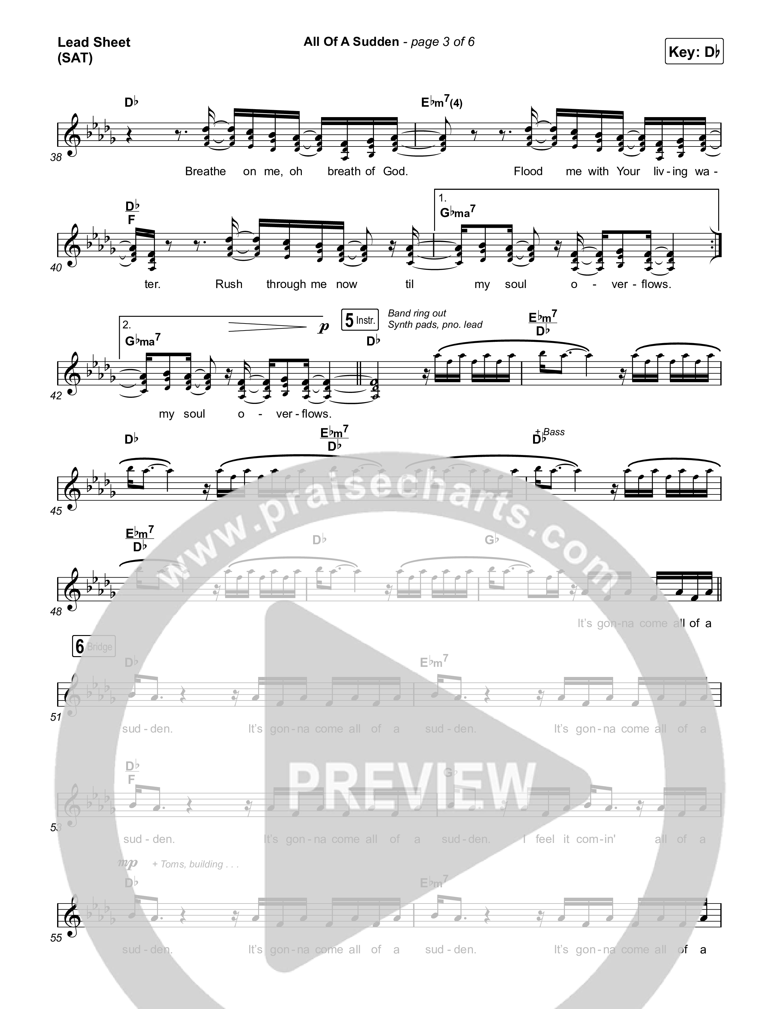 All Of A Sudden Lead Sheet (SAT) (Elevation Worship / Tiffany Hudson)