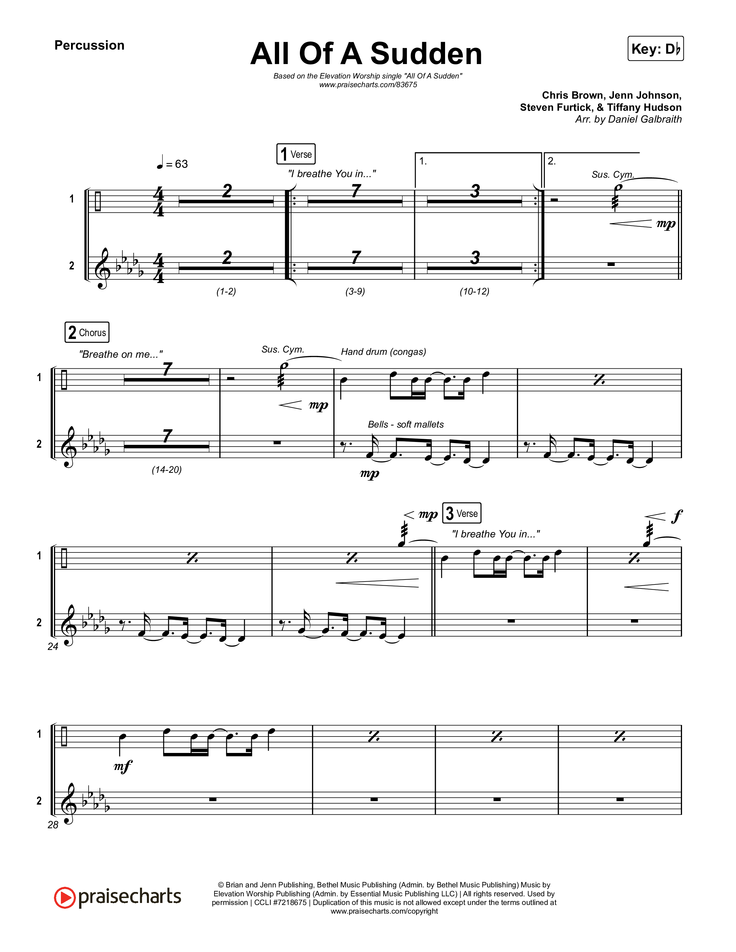 All Of A Sudden Percussion (Elevation Worship / Tiffany Hudson)