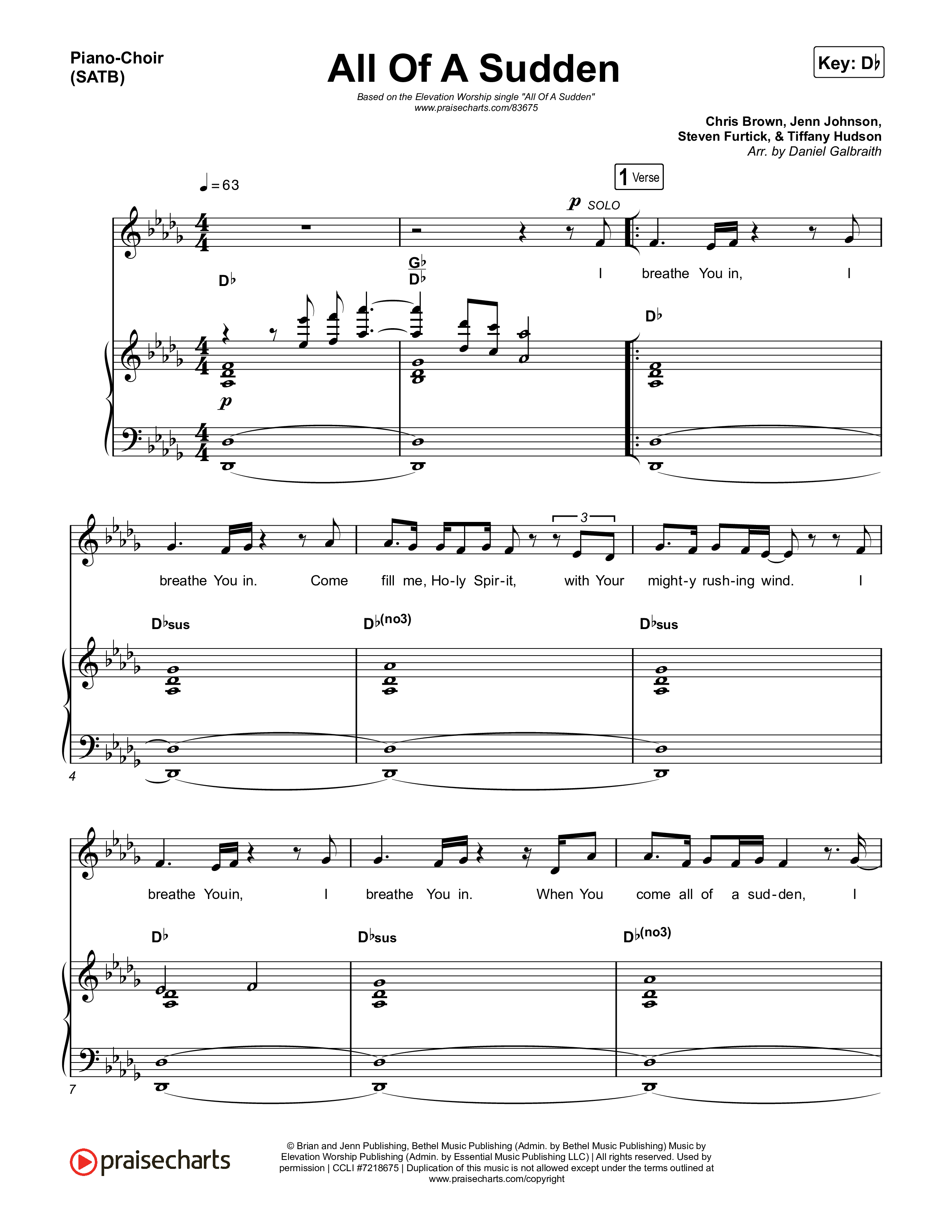 All Of A Sudden Piano/Vocal (SATB) (Elevation Worship / Tiffany Hudson)