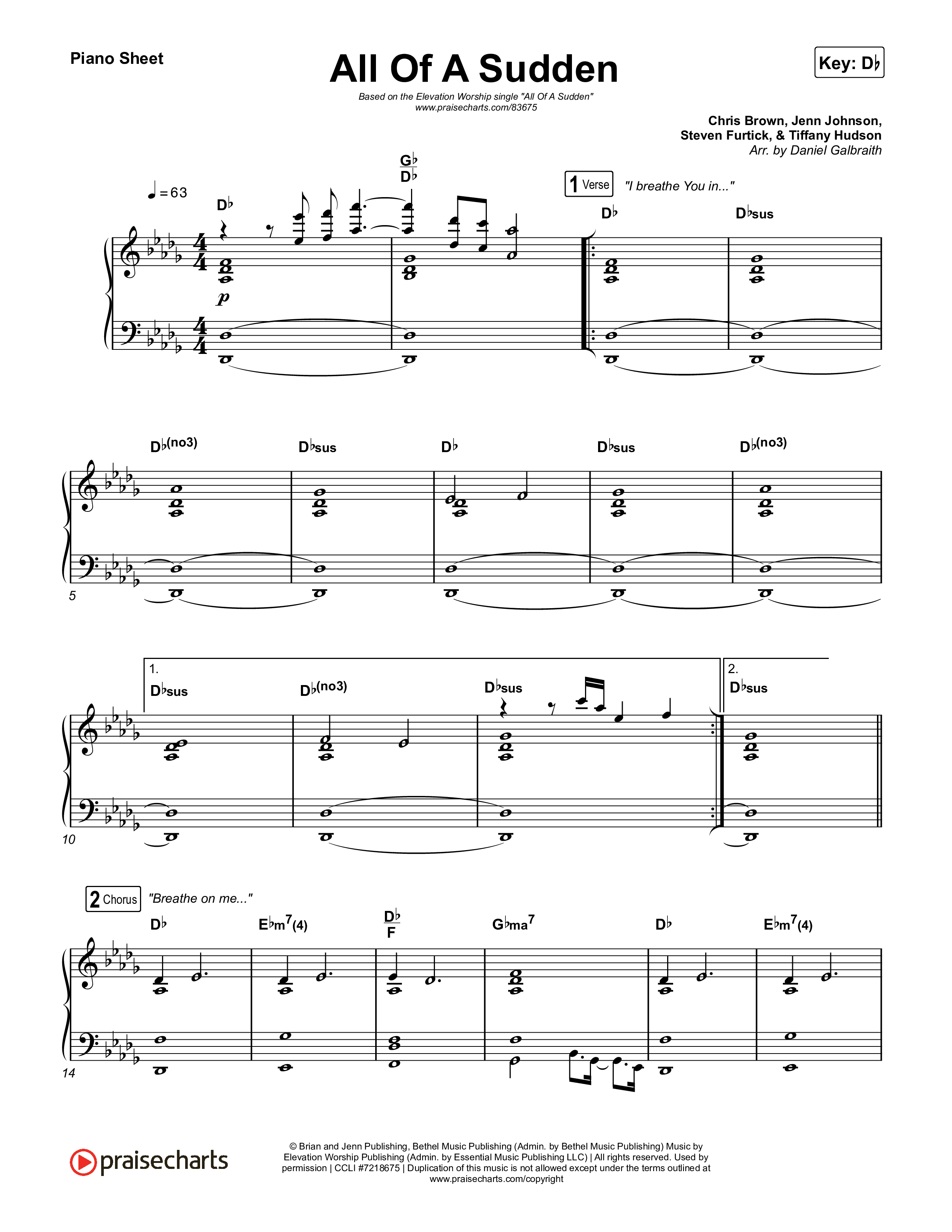 All Of A Sudden Piano Sheet (Elevation Worship / Tiffany Hudson)