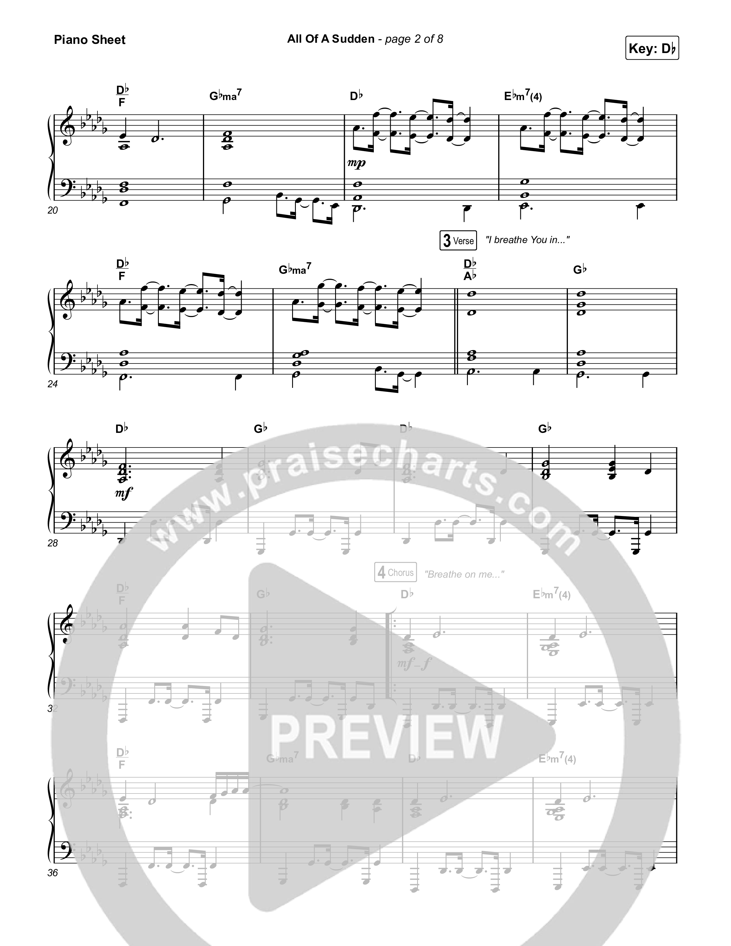 All Of A Sudden Piano Sheet (Elevation Worship / Tiffany Hudson)