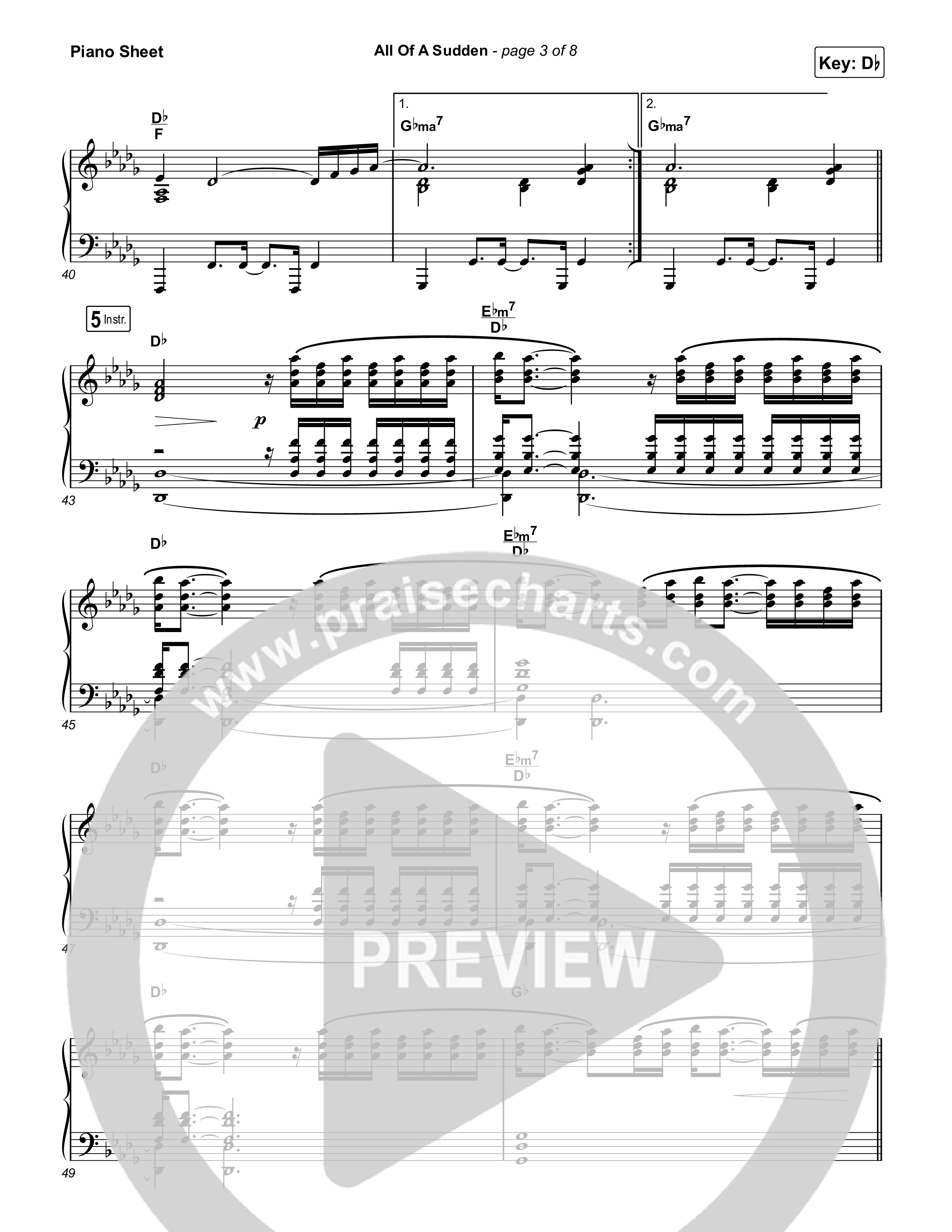 All Of A Sudden Piano Sheet (Elevation Worship / Tiffany Hudson)