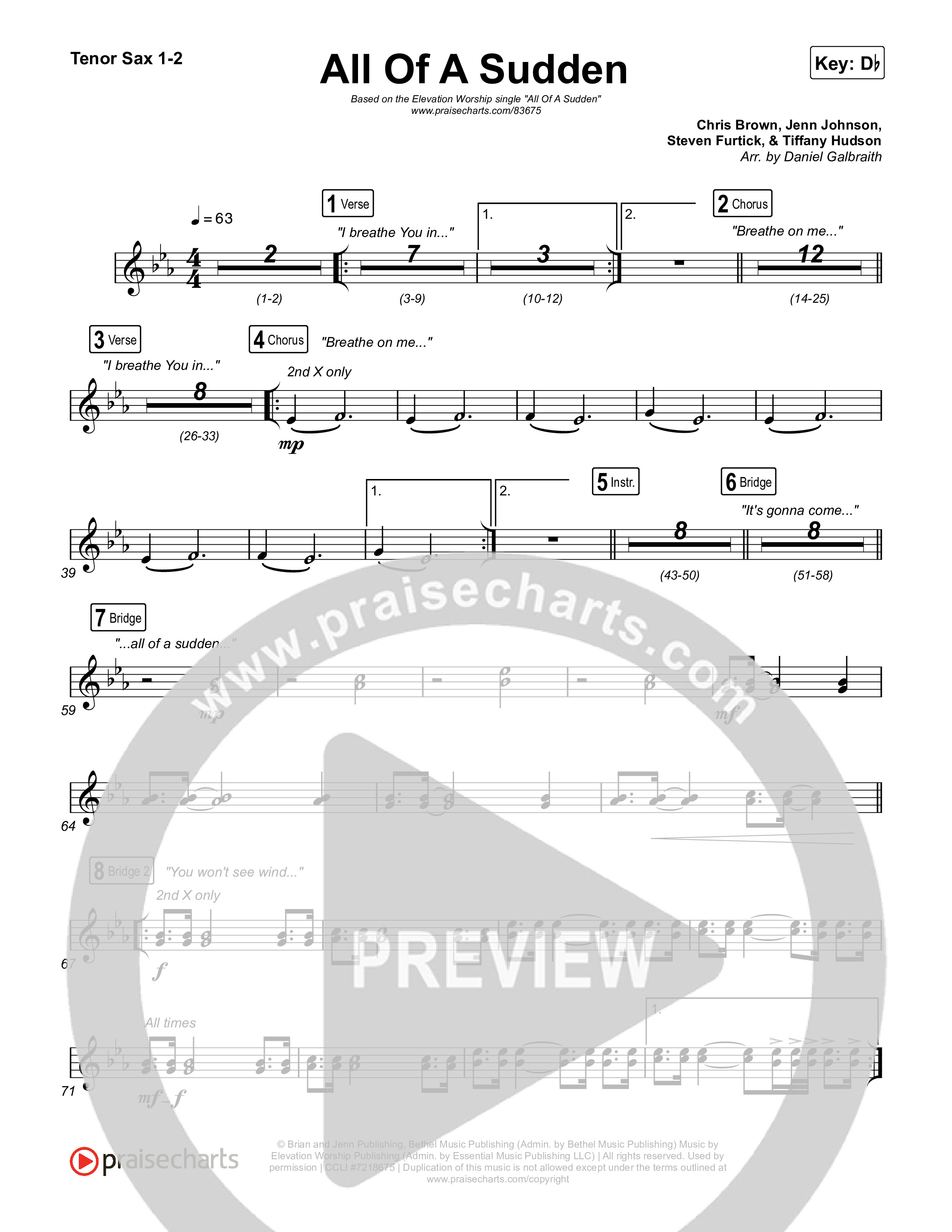 All Of A Sudden Sax Pack (Elevation Worship / Tiffany Hudson)