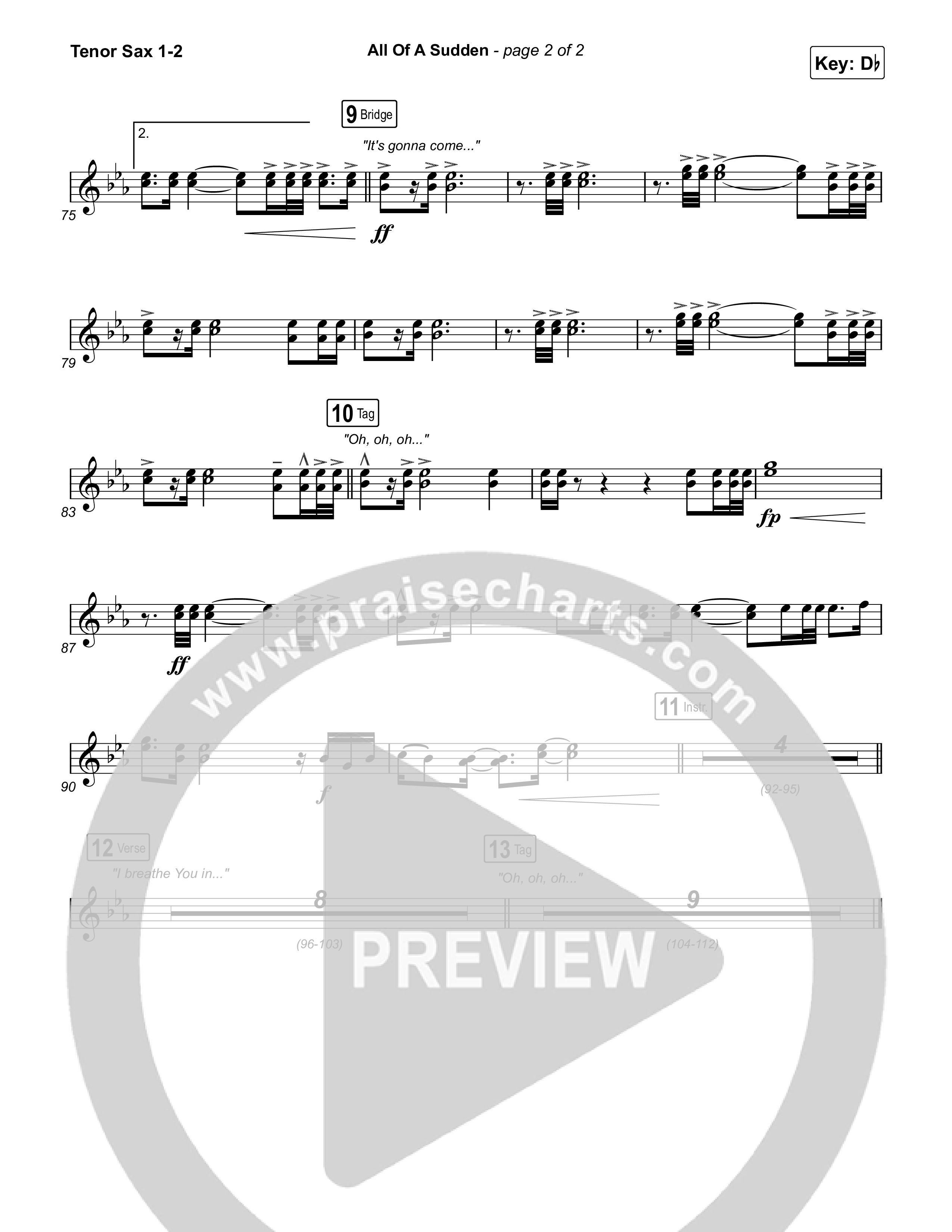 All Of A Sudden Tenor Sax 1,2 (Elevation Worship / Tiffany Hudson)