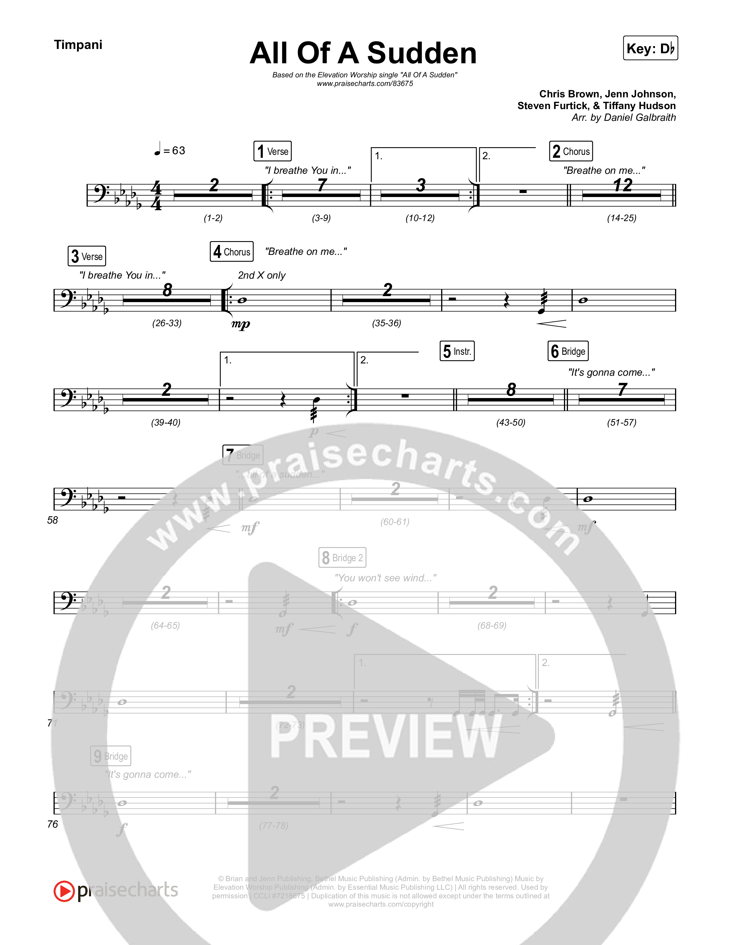 All Of A Sudden Timpani (Elevation Worship / Tiffany Hudson)