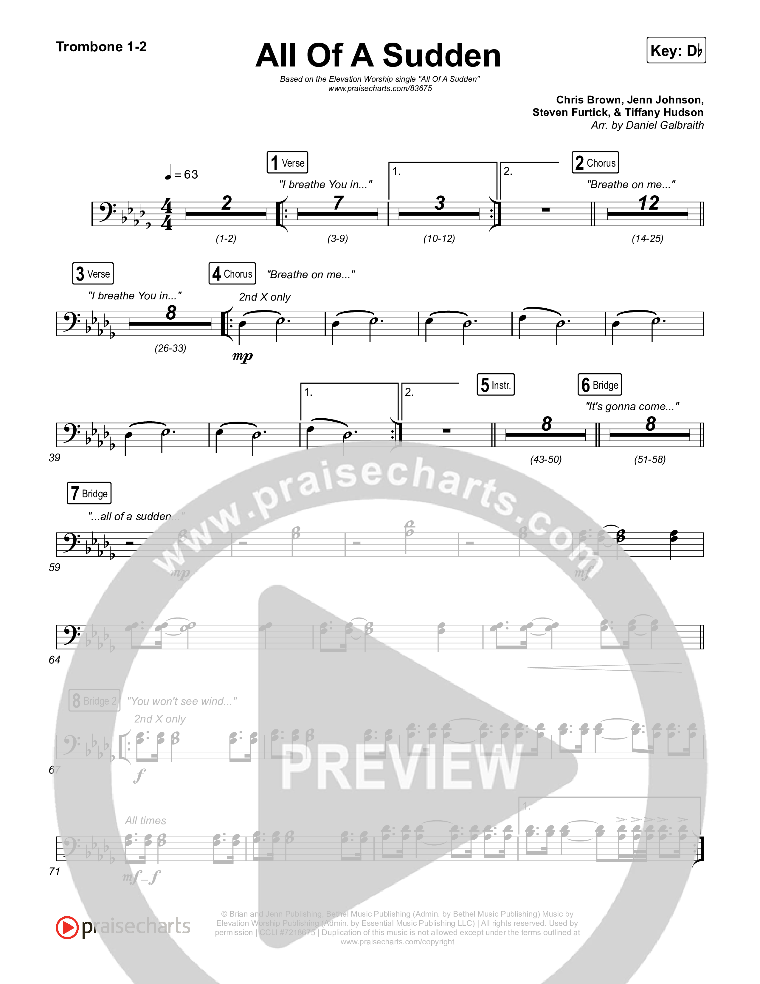 All Of A Sudden Trombone 1,2 (Elevation Worship / Tiffany Hudson)