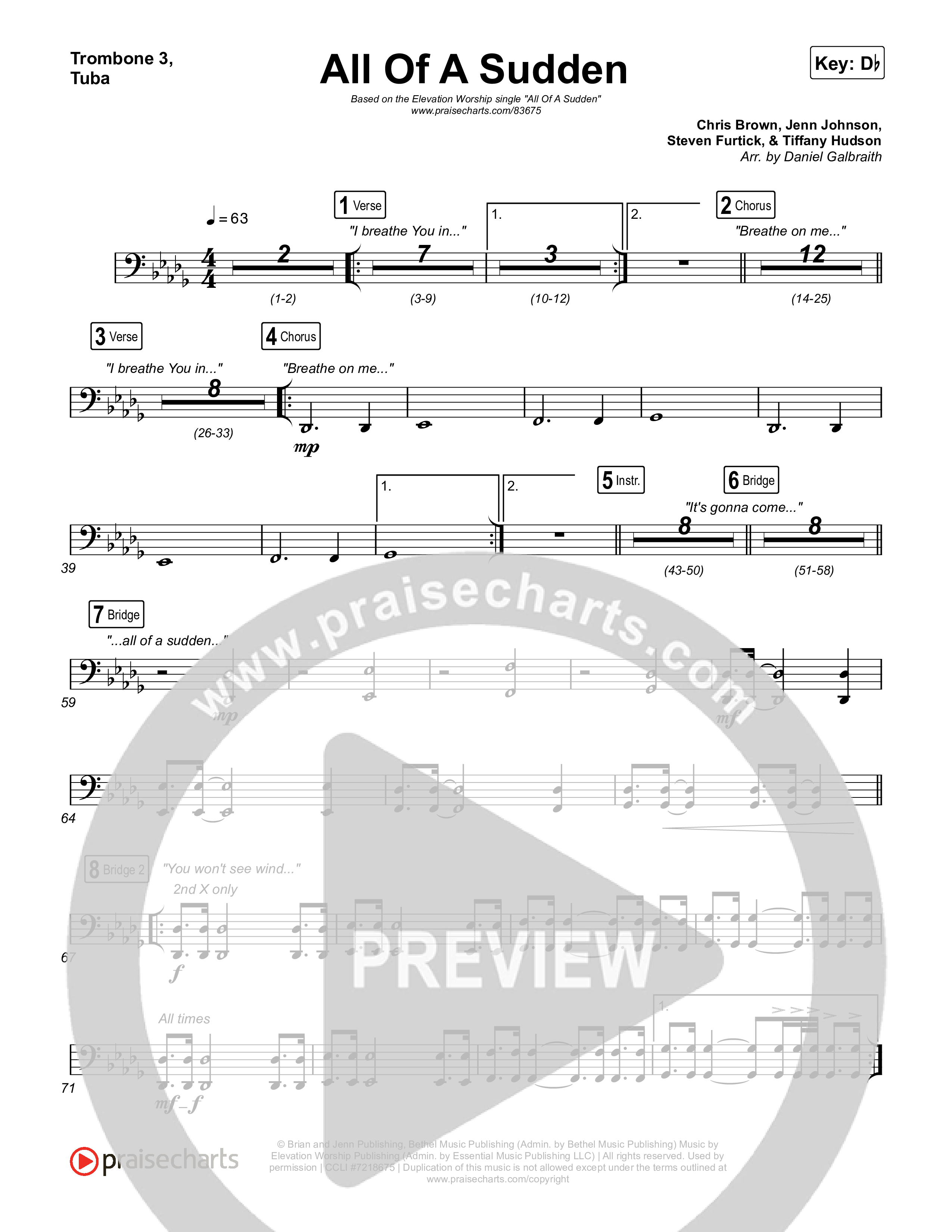 All Of A Sudden Trombone 3/Tuba (Elevation Worship / Tiffany Hudson)