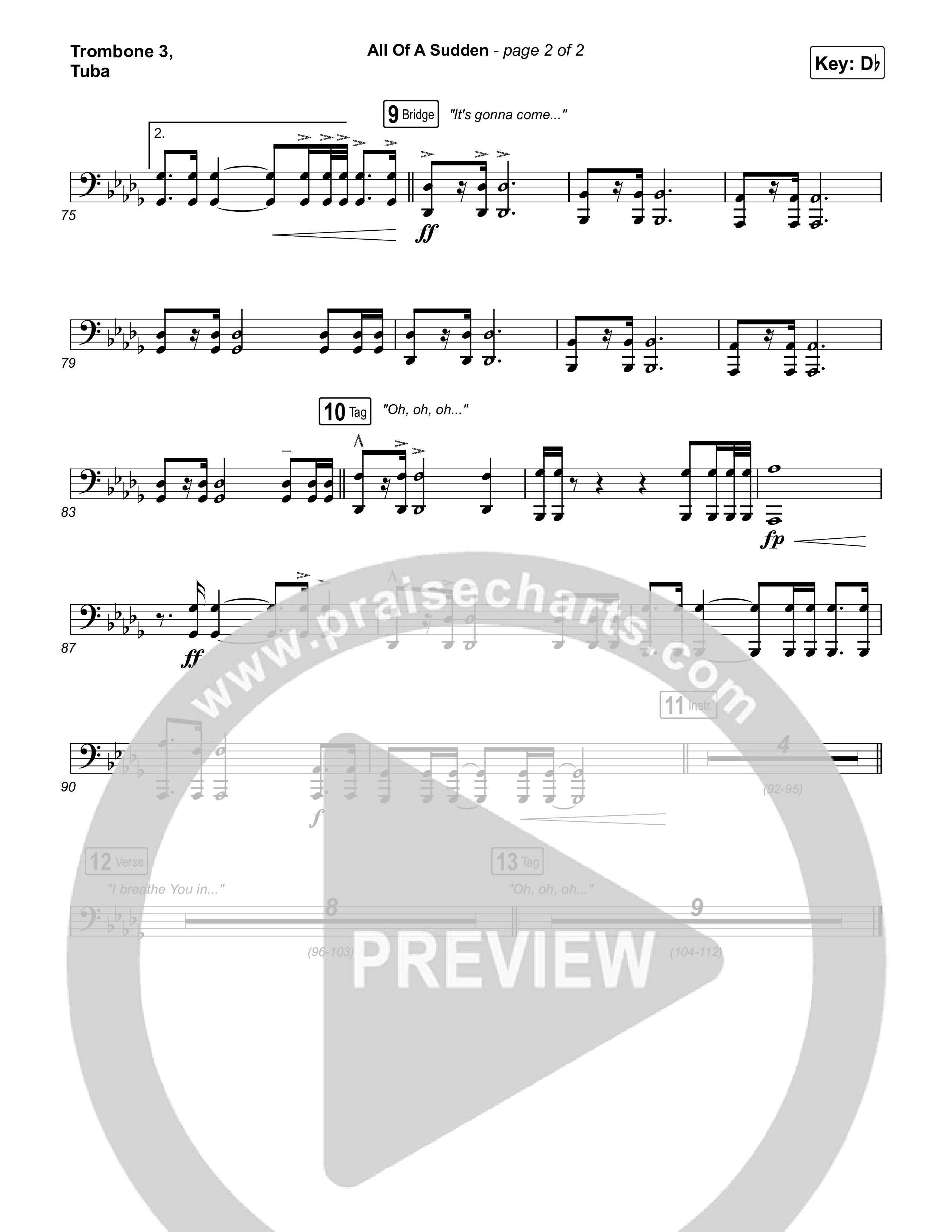 All Of A Sudden Trombone 3/Tuba (Elevation Worship / Tiffany Hudson)
