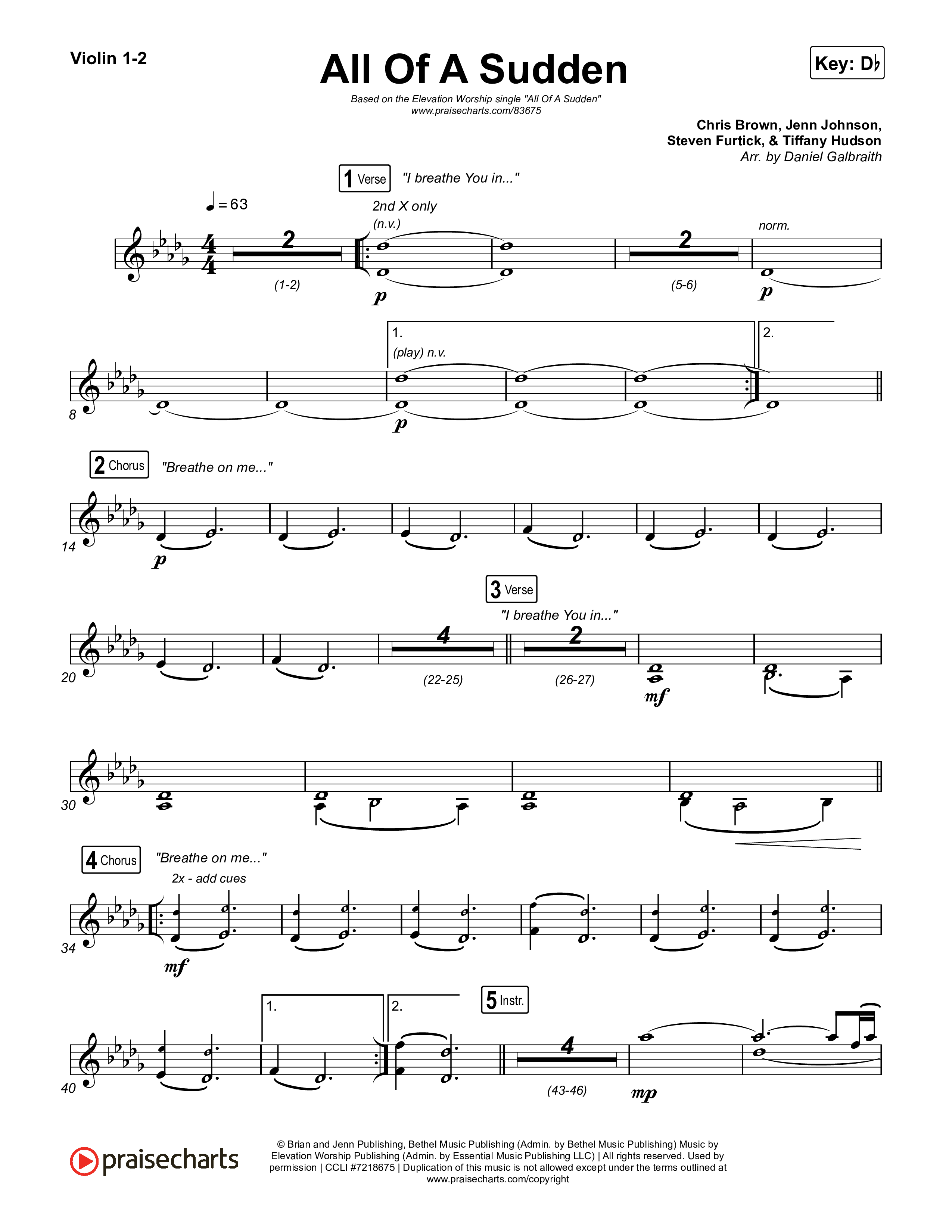 All Of A Sudden Violin 1,2 (Elevation Worship / Tiffany Hudson)