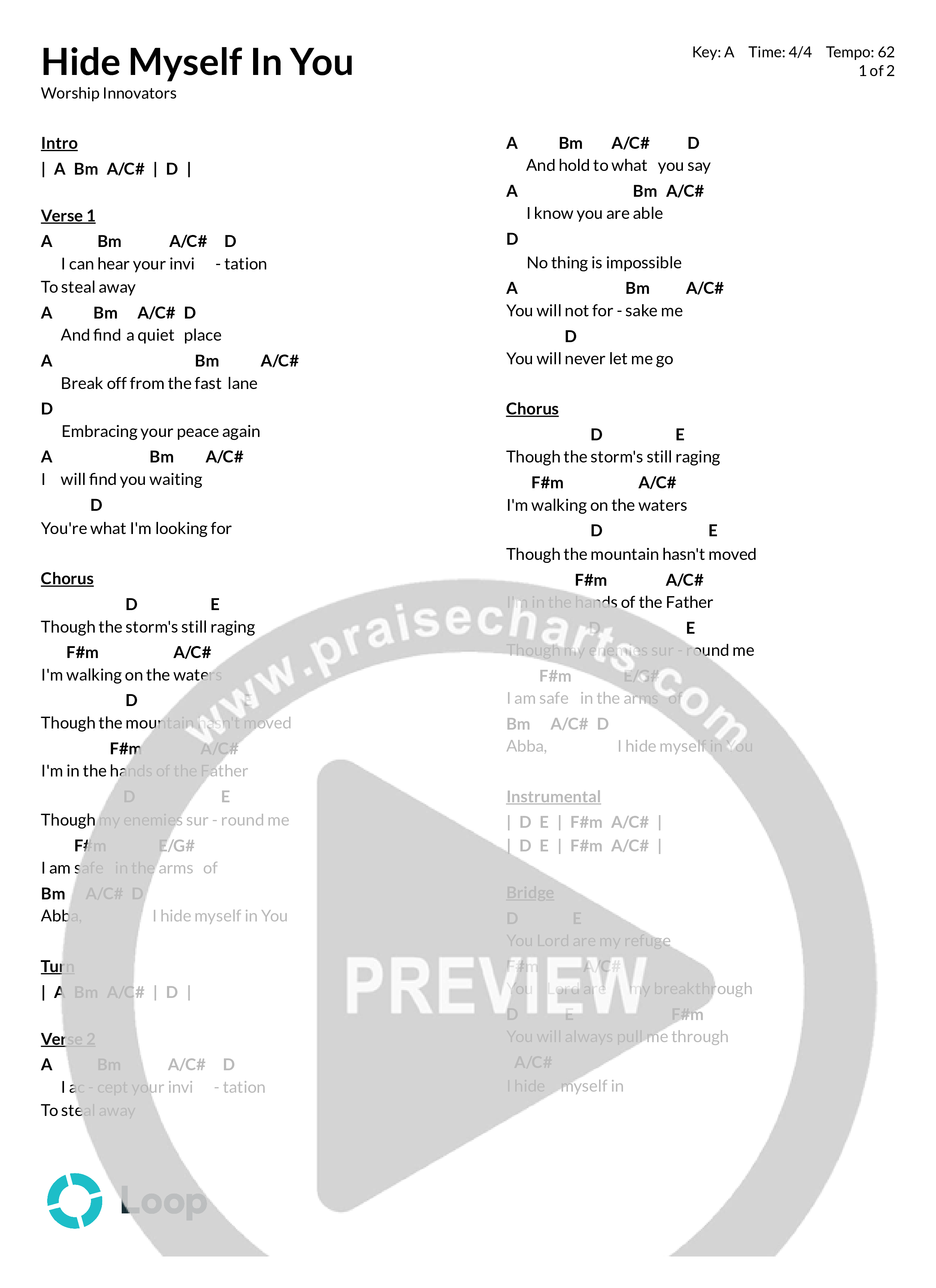 Hide Myself In You (Live) Chord Chart (Worship Innovators)