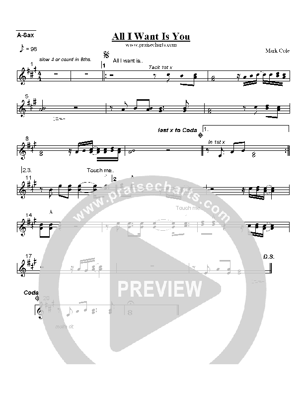 All I Want Is You Alto Sax (Mark Cole)