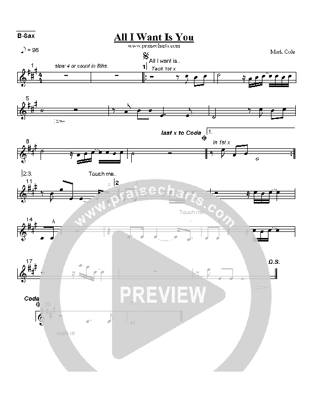 All I Want Is You Bari Sax (Mark Cole)