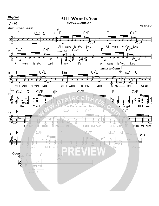 All I Want Is You Praise Band (Mark Cole)