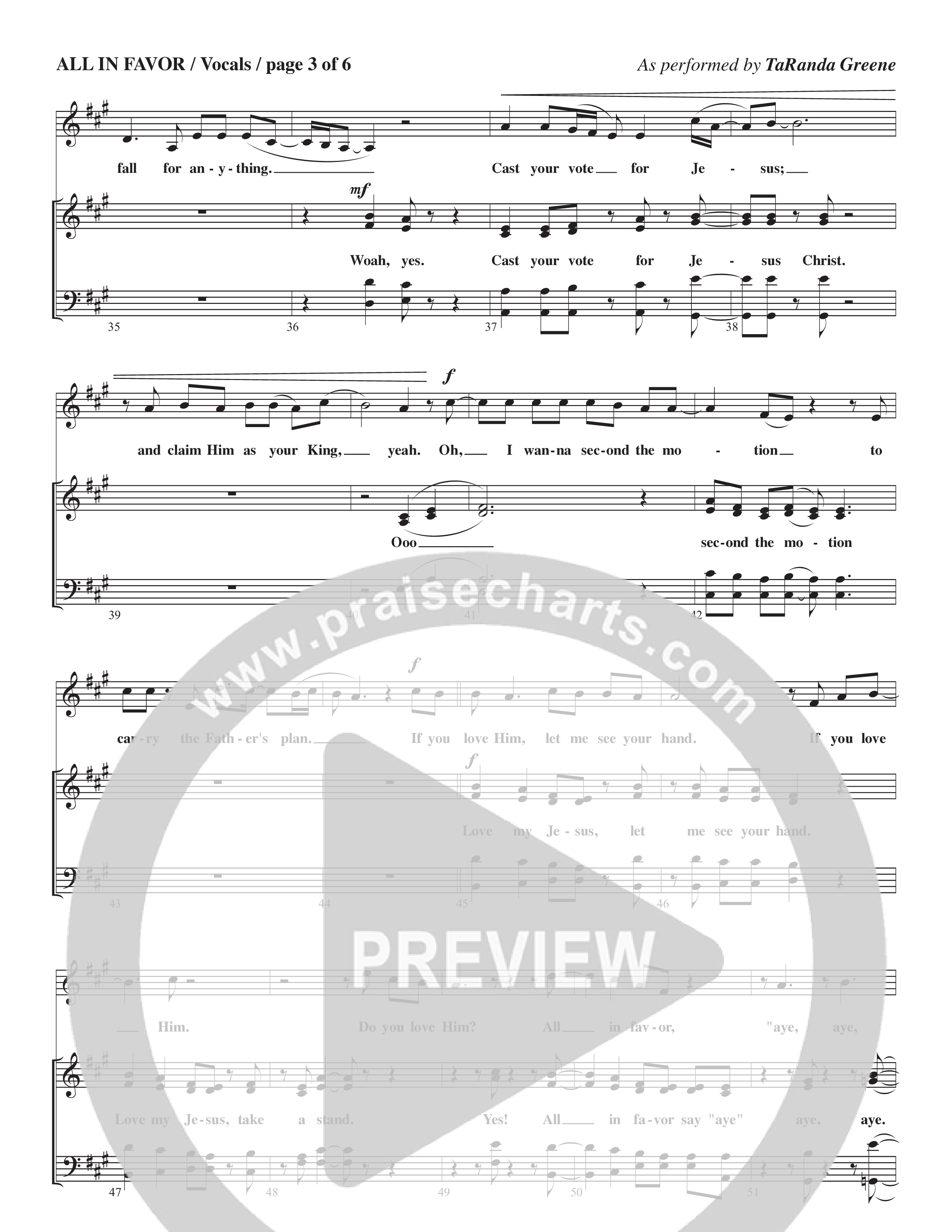 All In Favor (Choral Anthem SATB) Choir Sheet (SATB) (TaRanda Greene / Arr. Wayne Haun / Arr. Kris Crunk)