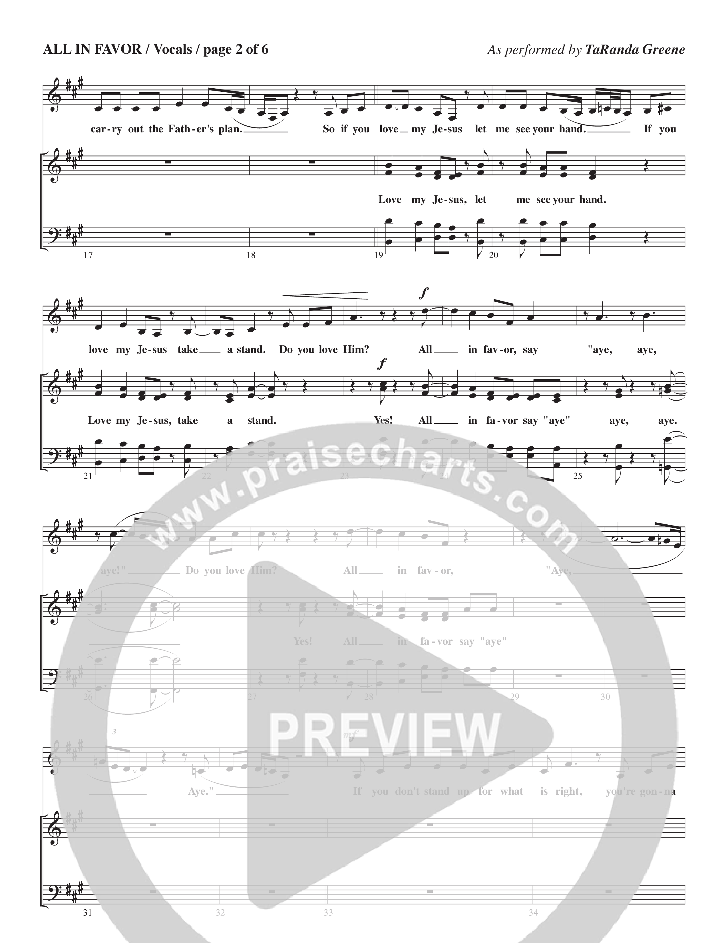 All In Favor (Choral Anthem SATB) Choir Vocals (SATB) (TaRanda Greene / Arr. Wayne Haun / Arr. Kris Crunk)