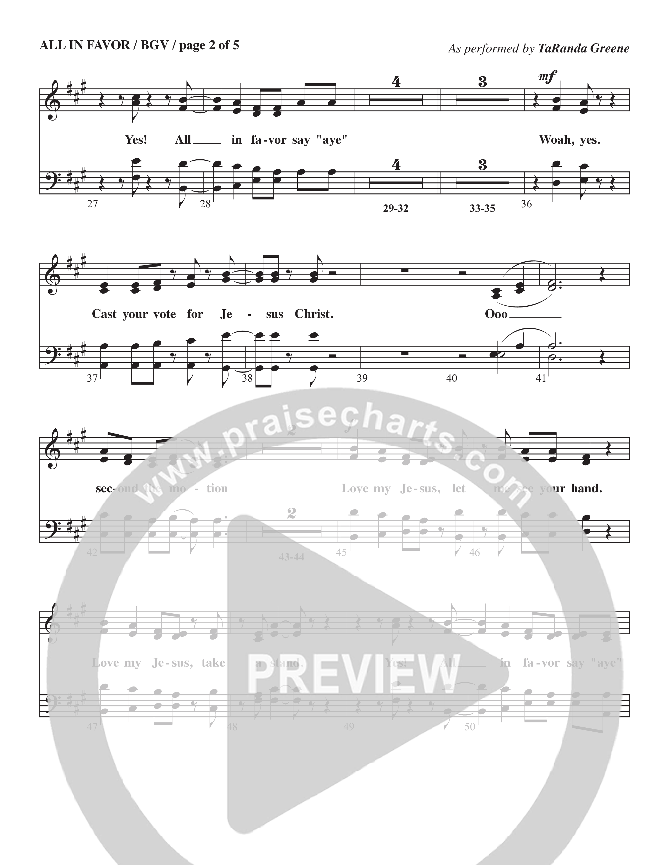 All In Favor (Choral Anthem SATB) Lead Sheet (TaRanda Greene / Arr. Wayne Haun / Arr. Kris Crunk)