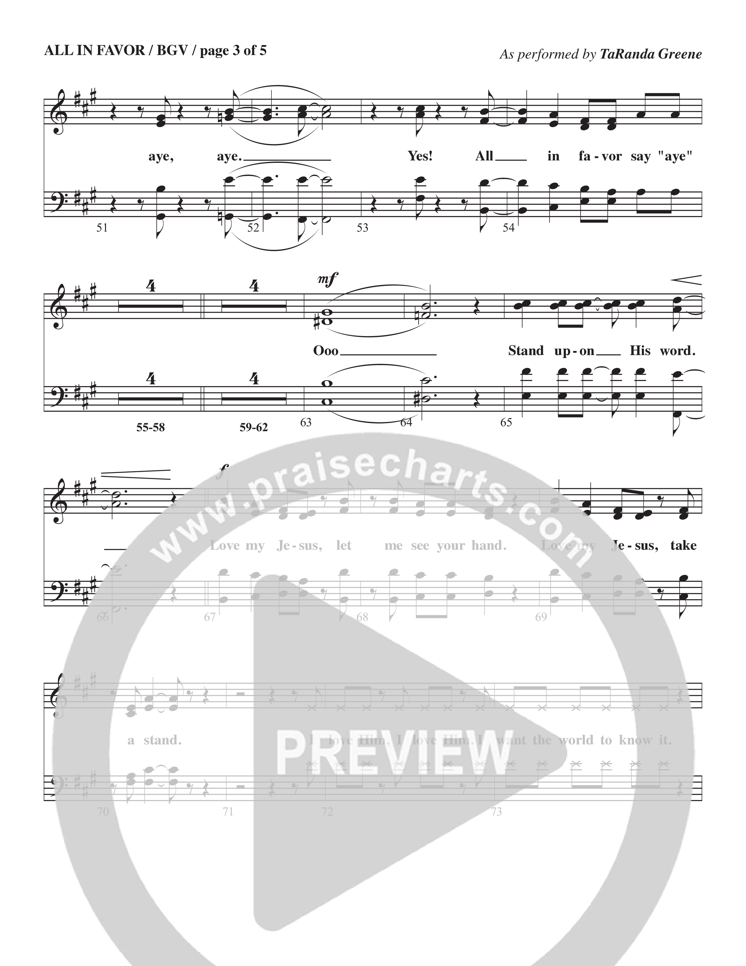 All In Favor (Choral Anthem SATB) Lead Sheet (TaRanda Greene / Arr. Wayne Haun / Arr. Kris Crunk)