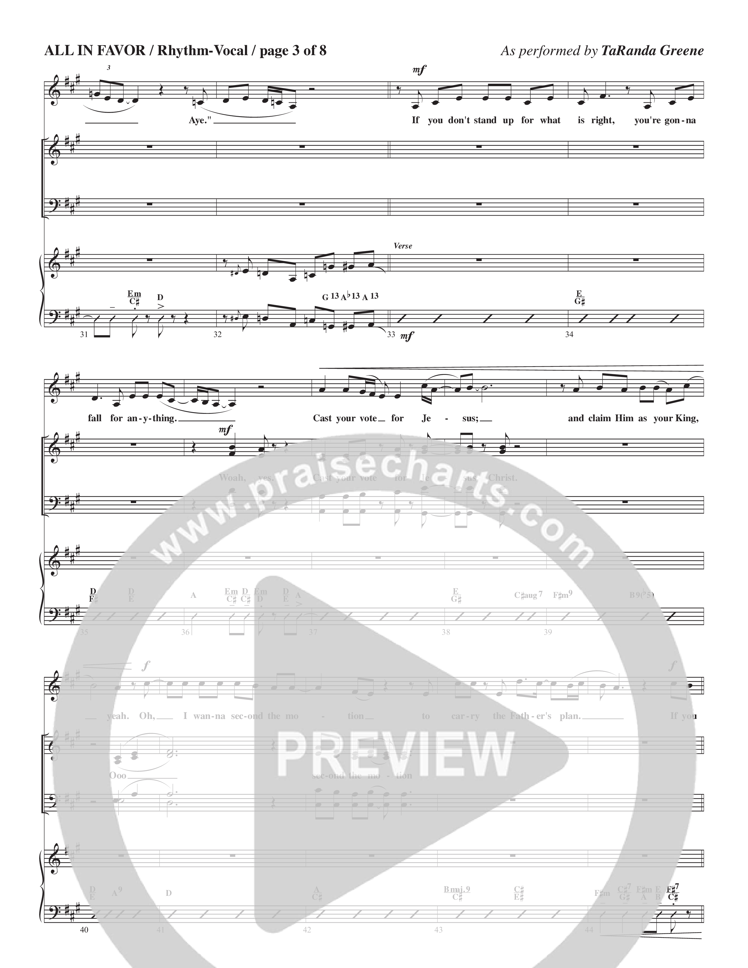 All In Favor (Choral Anthem SATB) Rhythm/Vocal (TaRanda Greene / Arr. Wayne Haun / Arr. Kris Crunk)