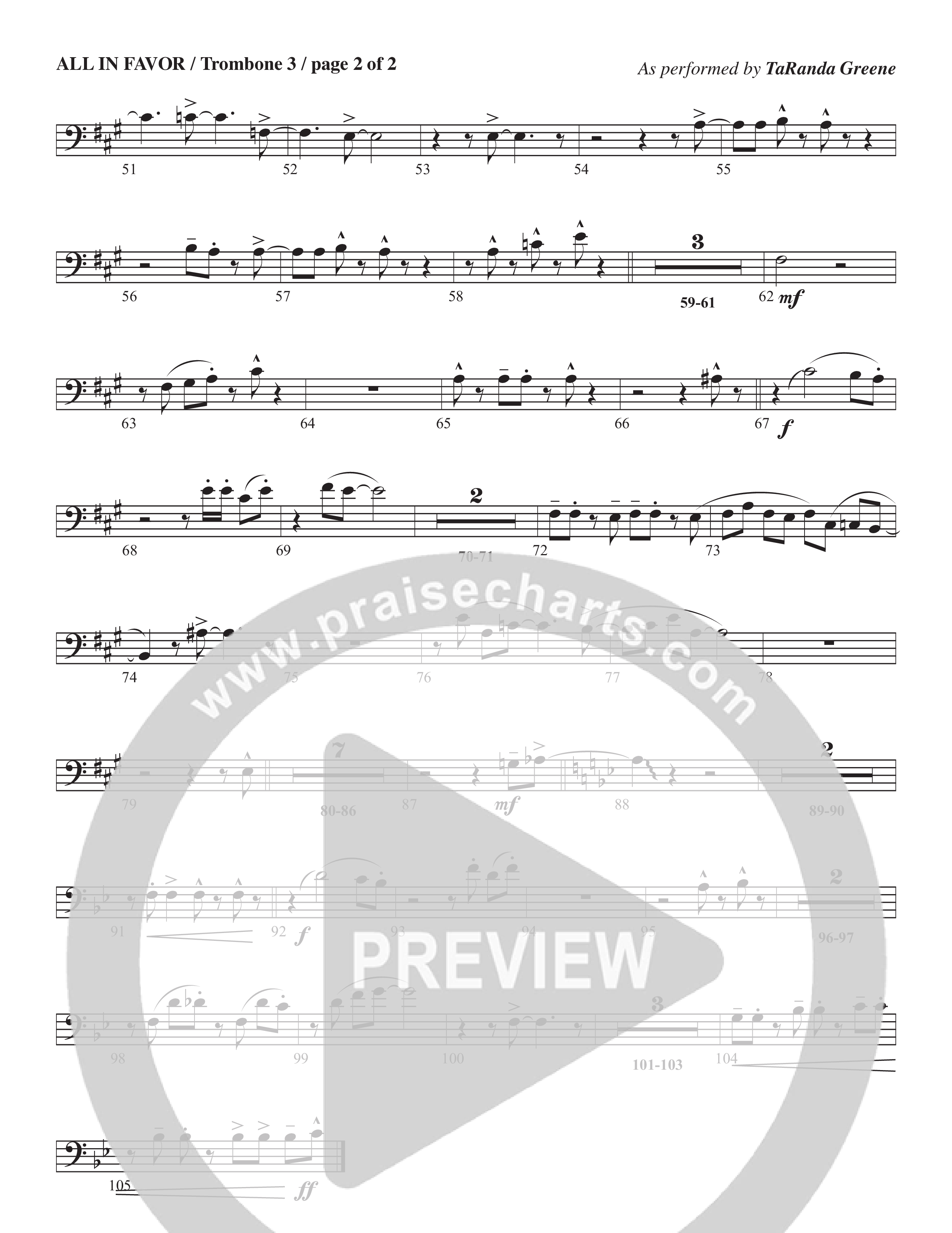 All In Favor (Choral Anthem SATB) Trombone 3 (TaRanda Greene / Arr. Wayne Haun / Arr. Kris Crunk)