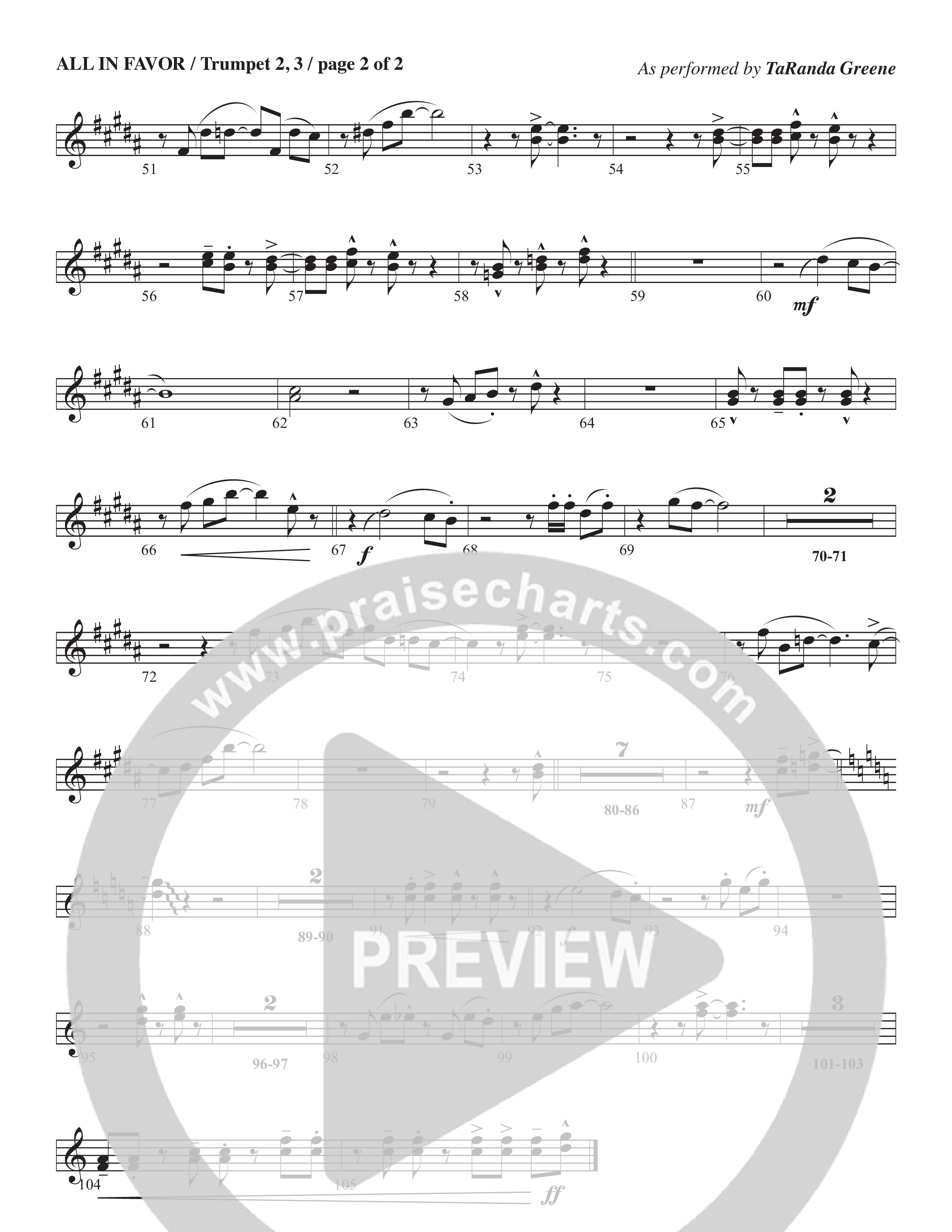 All In Favor (Choral Anthem SATB) Trumpet 2/3 (TaRanda Greene / Arr. Wayne Haun / Arr. Kris Crunk)