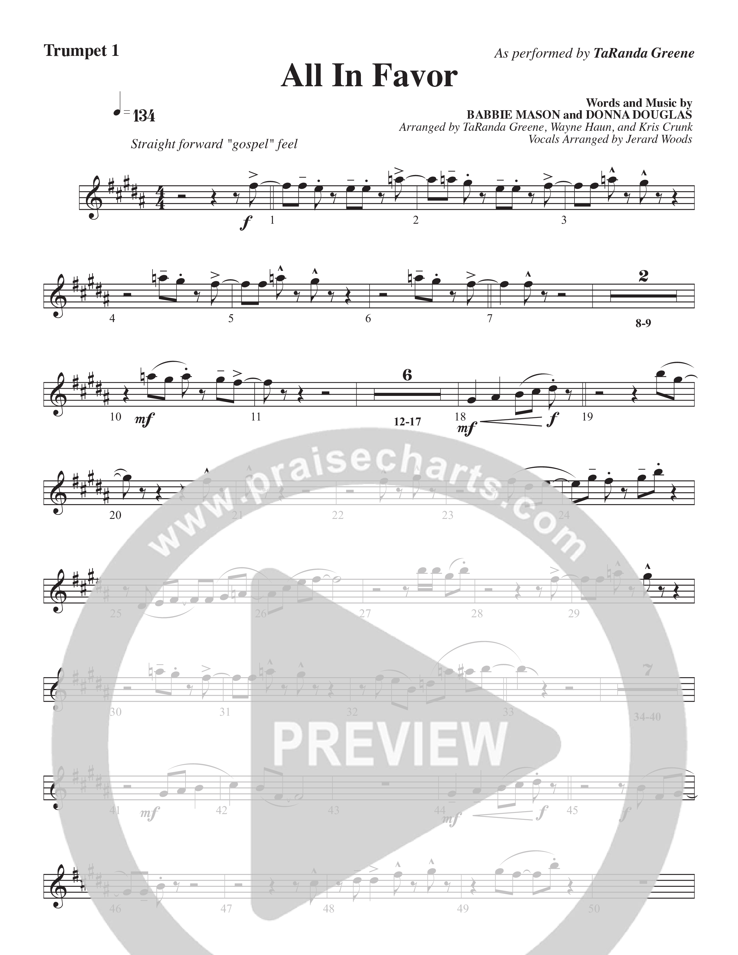 All In Favor (Choral Anthem SATB) Trumpet (TaRanda Greene / Arr. Wayne Haun / Arr. Kris Crunk)