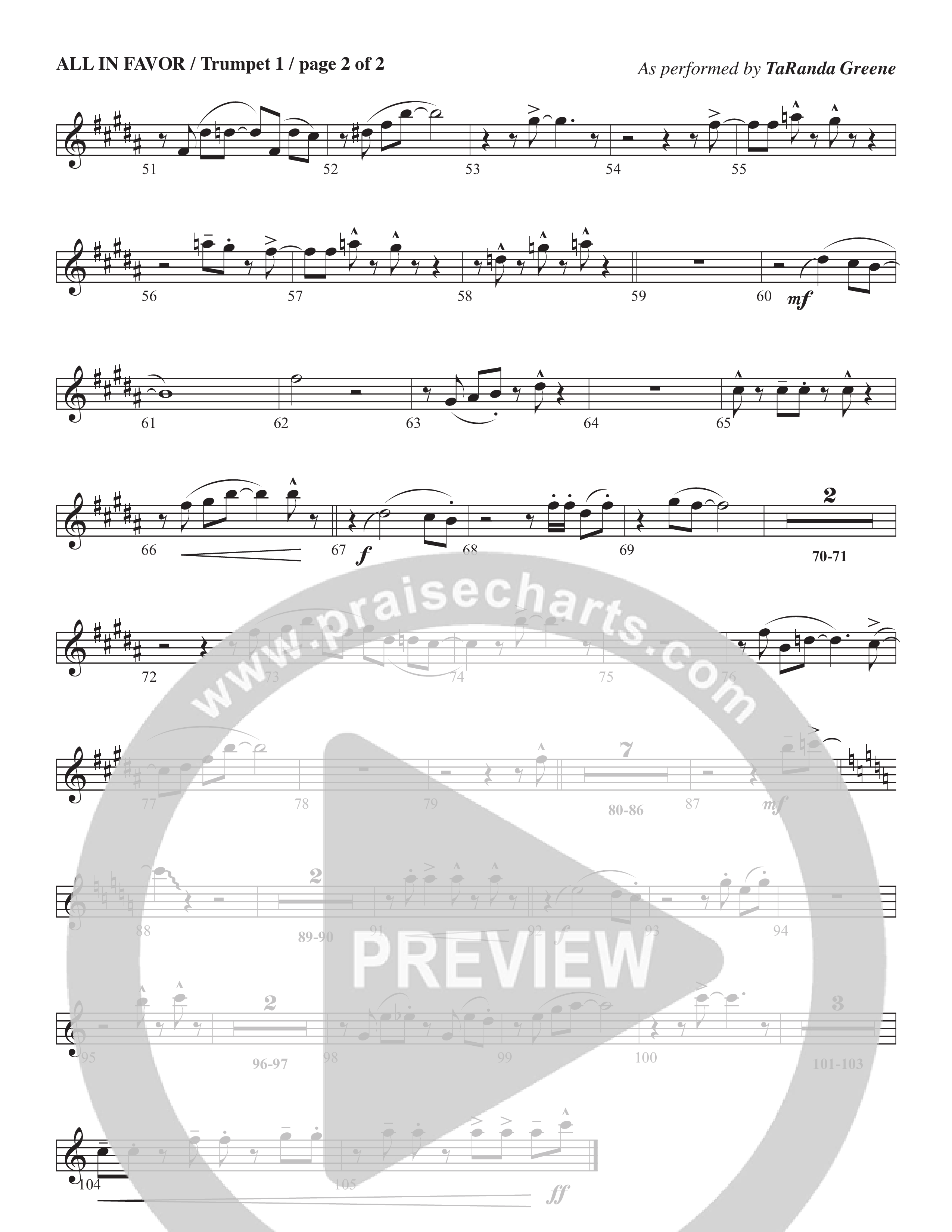 All In Favor (Choral Anthem SATB) Trumpet (TaRanda Greene / Arr. Wayne Haun / Arr. Kris Crunk)