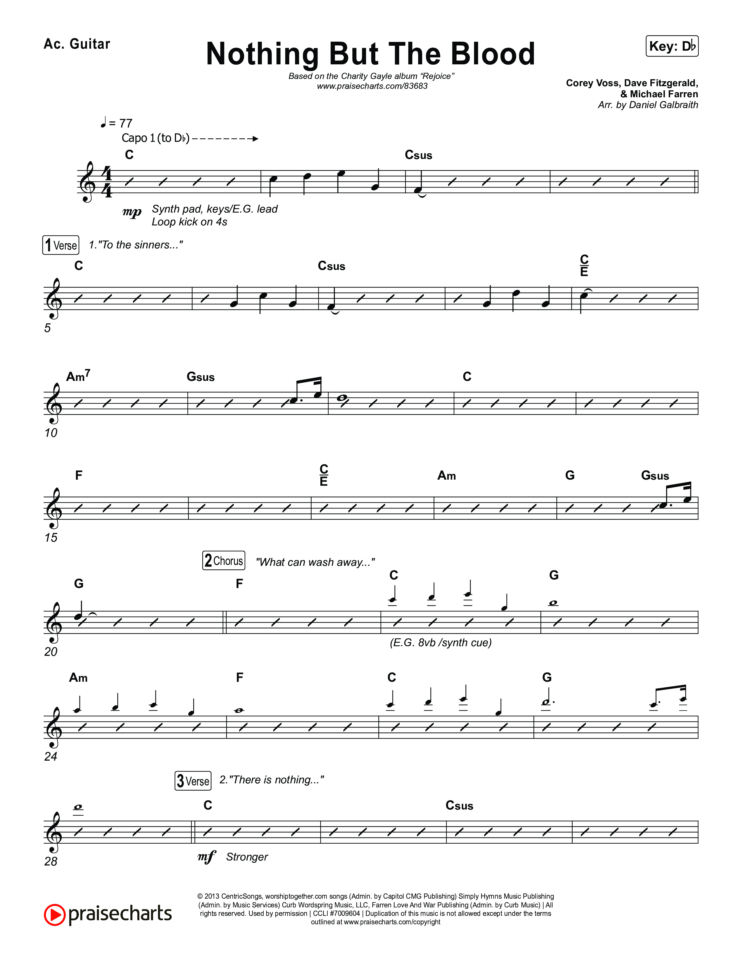 Nothing But The Blood Acoustic Guitar (Charity Gayle)