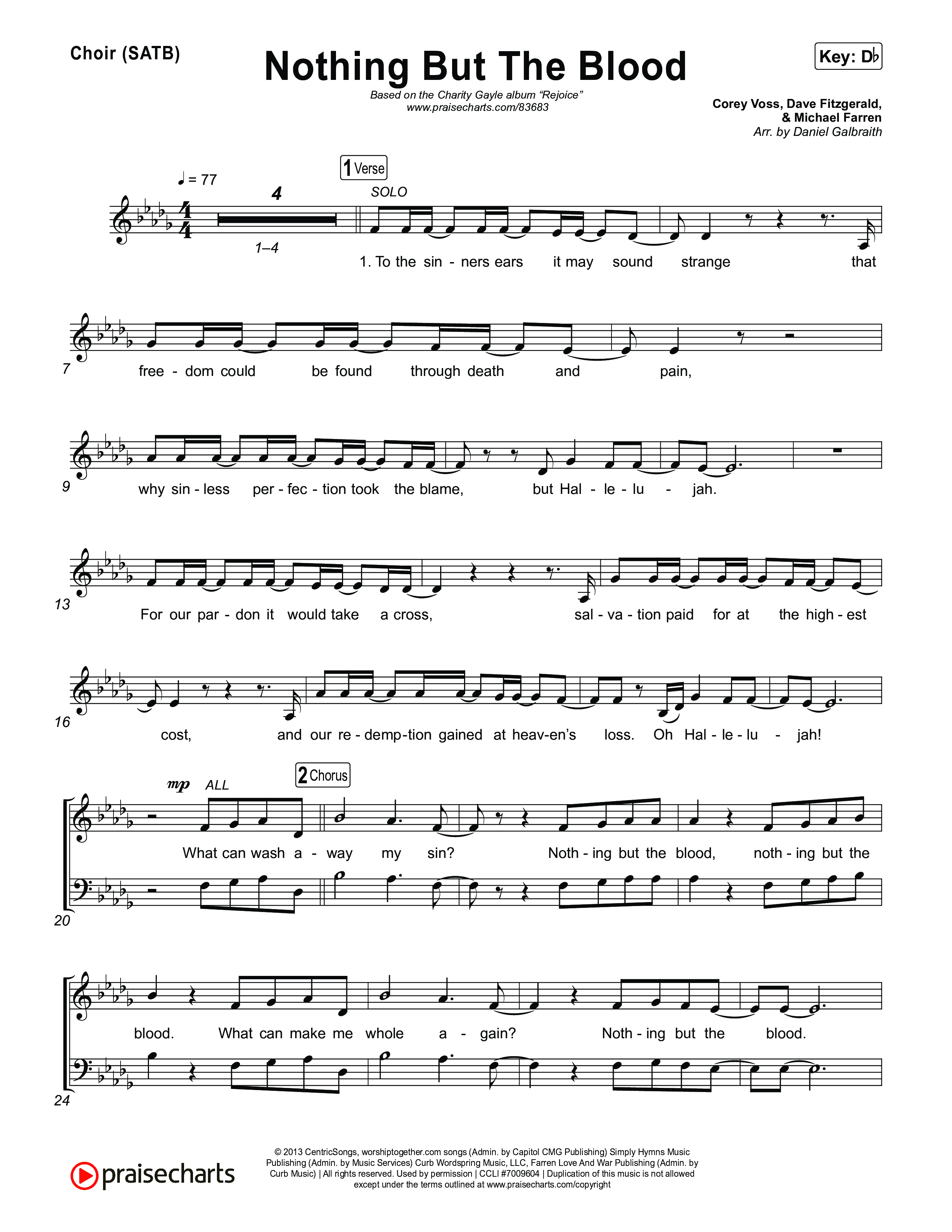 Nothing But The Blood Vocal Sheet (SATB) (Charity Gayle)