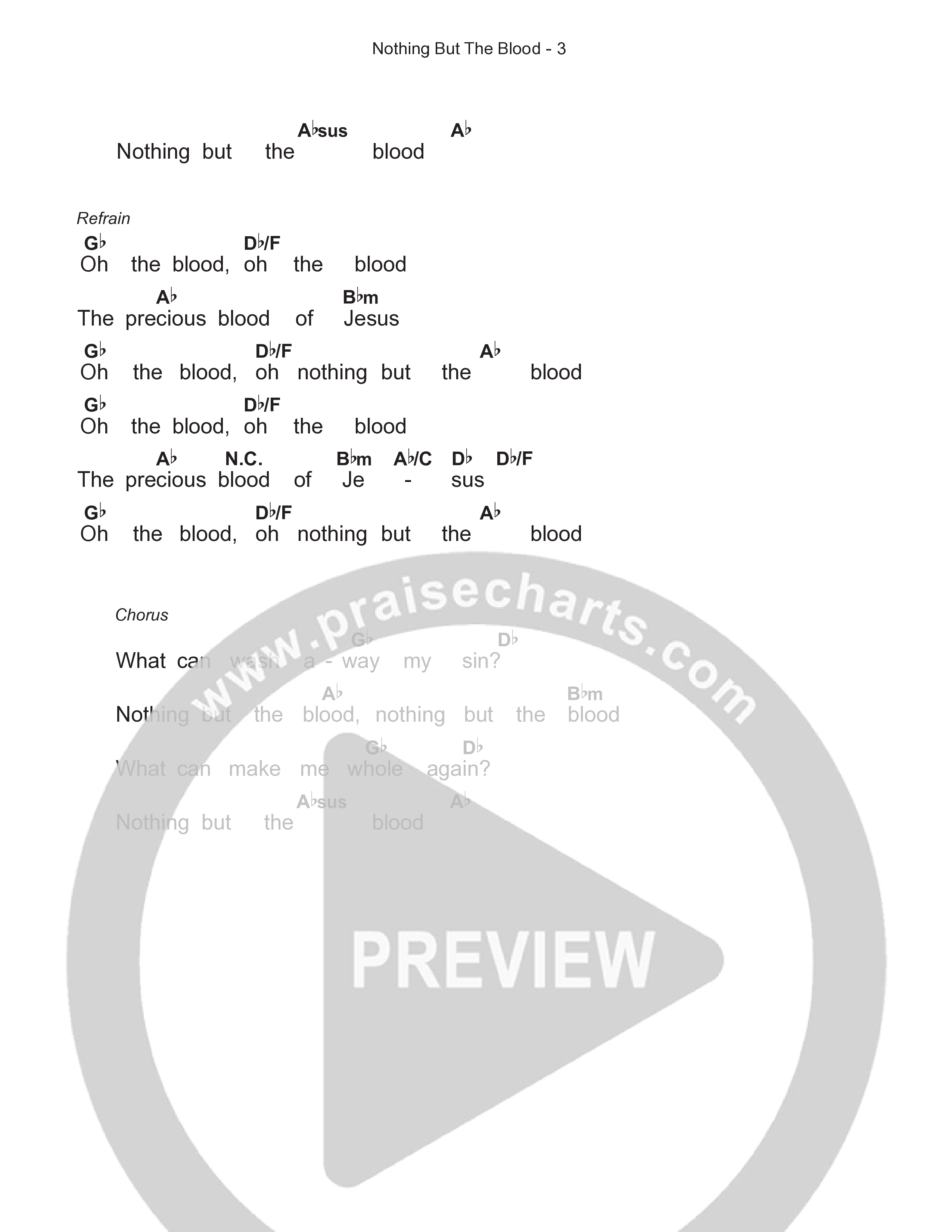 Nothing But The Blood Chord Chart (Charity Gayle)