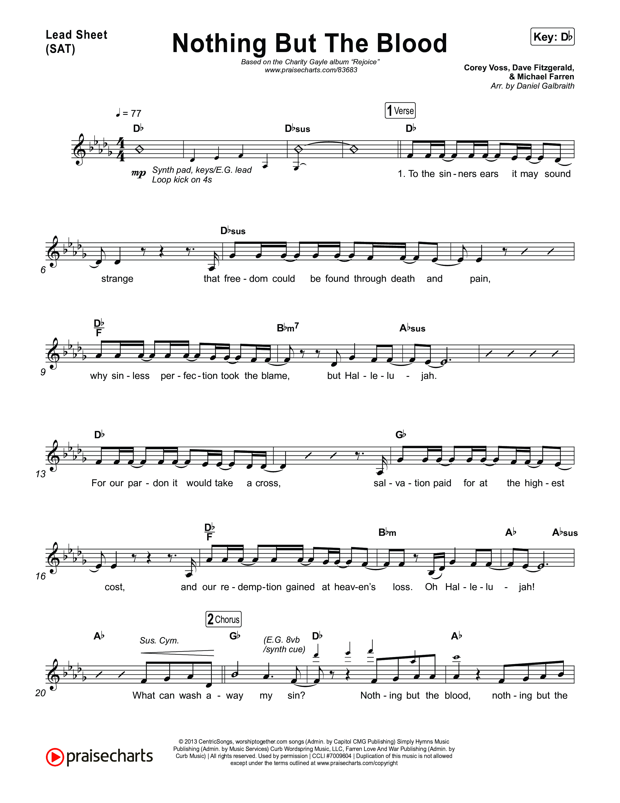 Nothing But The Blood Lead Sheet (SAT) (Charity Gayle)