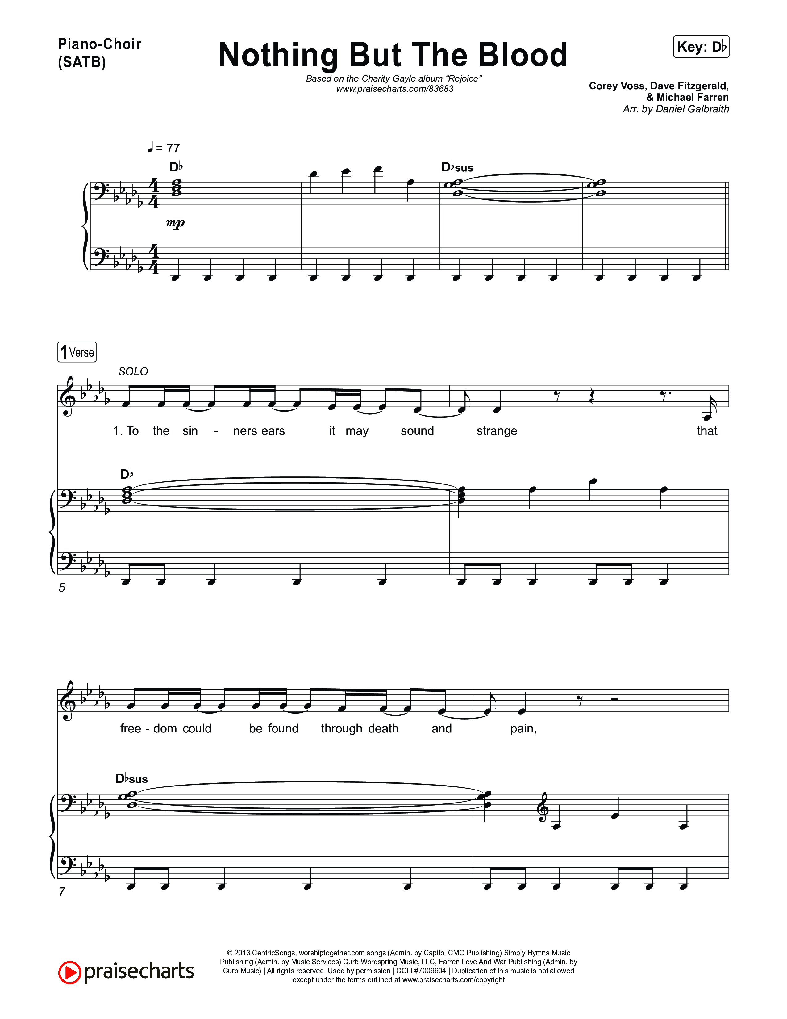 Nothing But The Blood Piano/Vocal (SATB) (Charity Gayle)