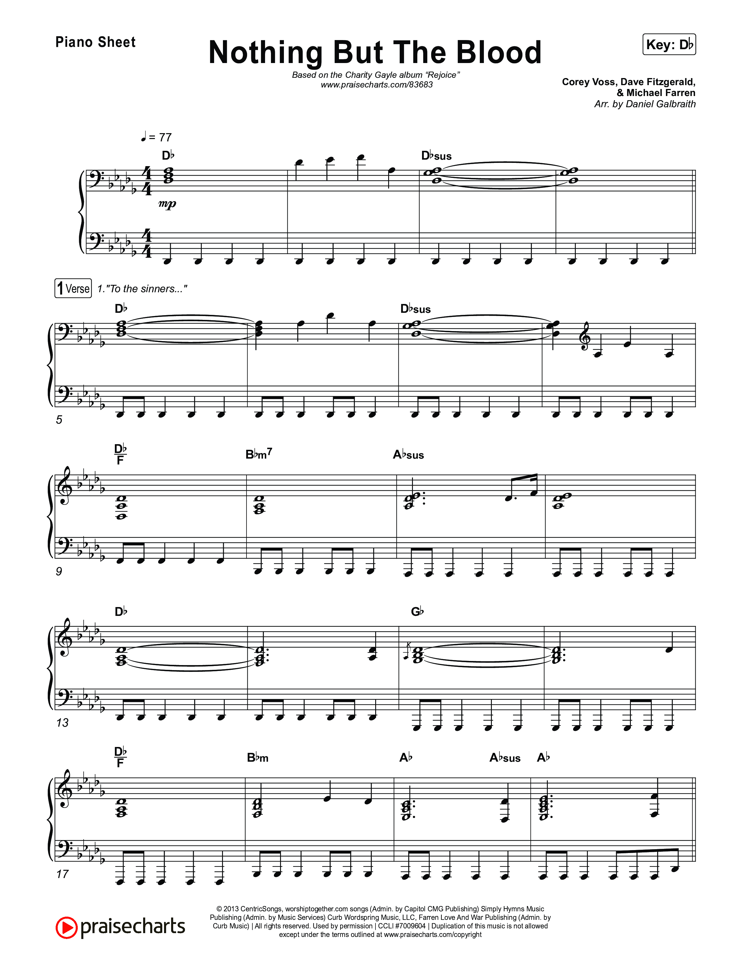 Nothing But The Blood Piano Sheet (Charity Gayle)