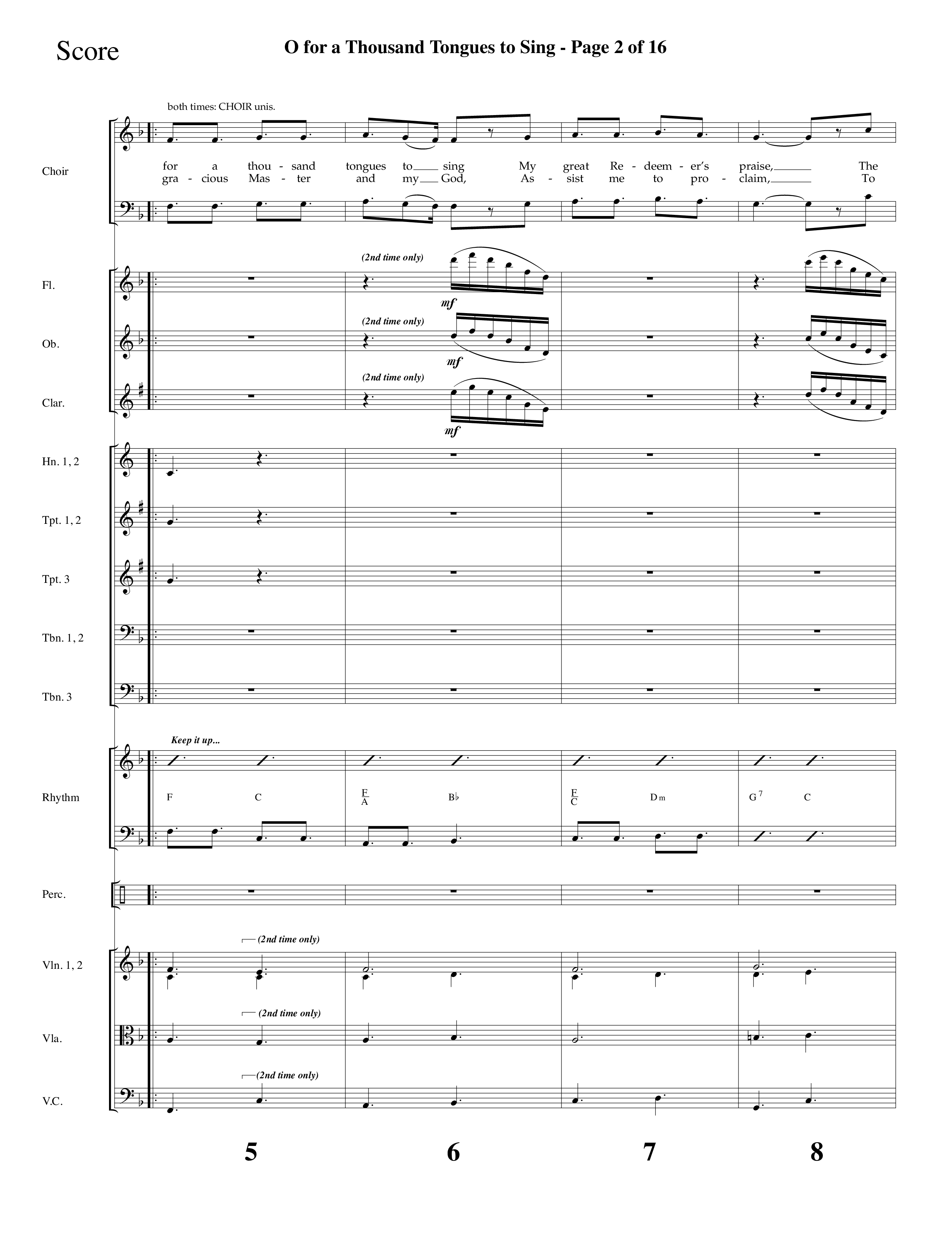 O For A Thousand Tongues (Choral Anthem SATB) Orchestration (Lifeway Choral / Arr. Dave Williamson)