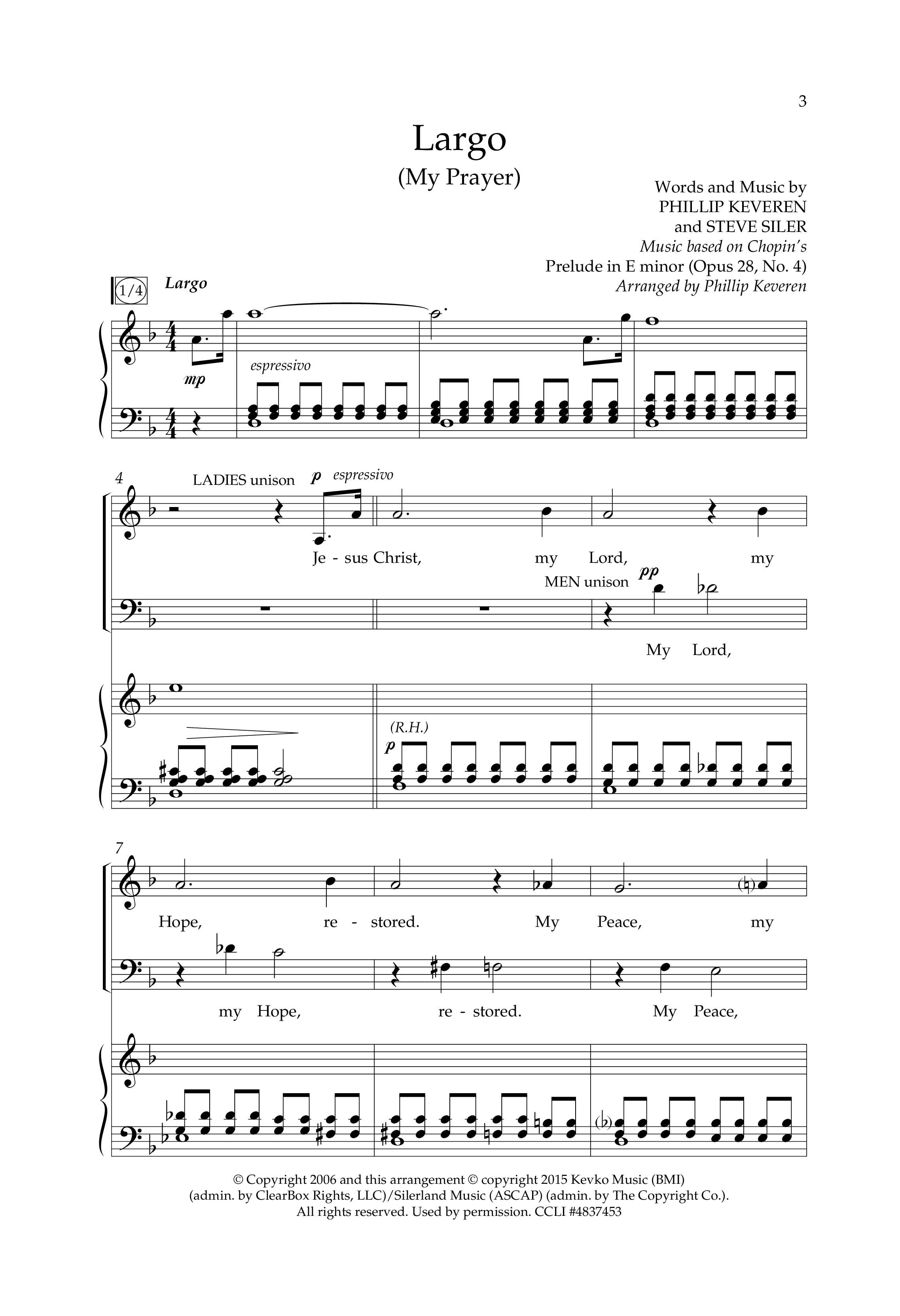 Largo (My Prayer) (Choral Anthem SATB) Anthem (SATB/Piano) (Lifeway Choral / Arr. Phillip Keveren)