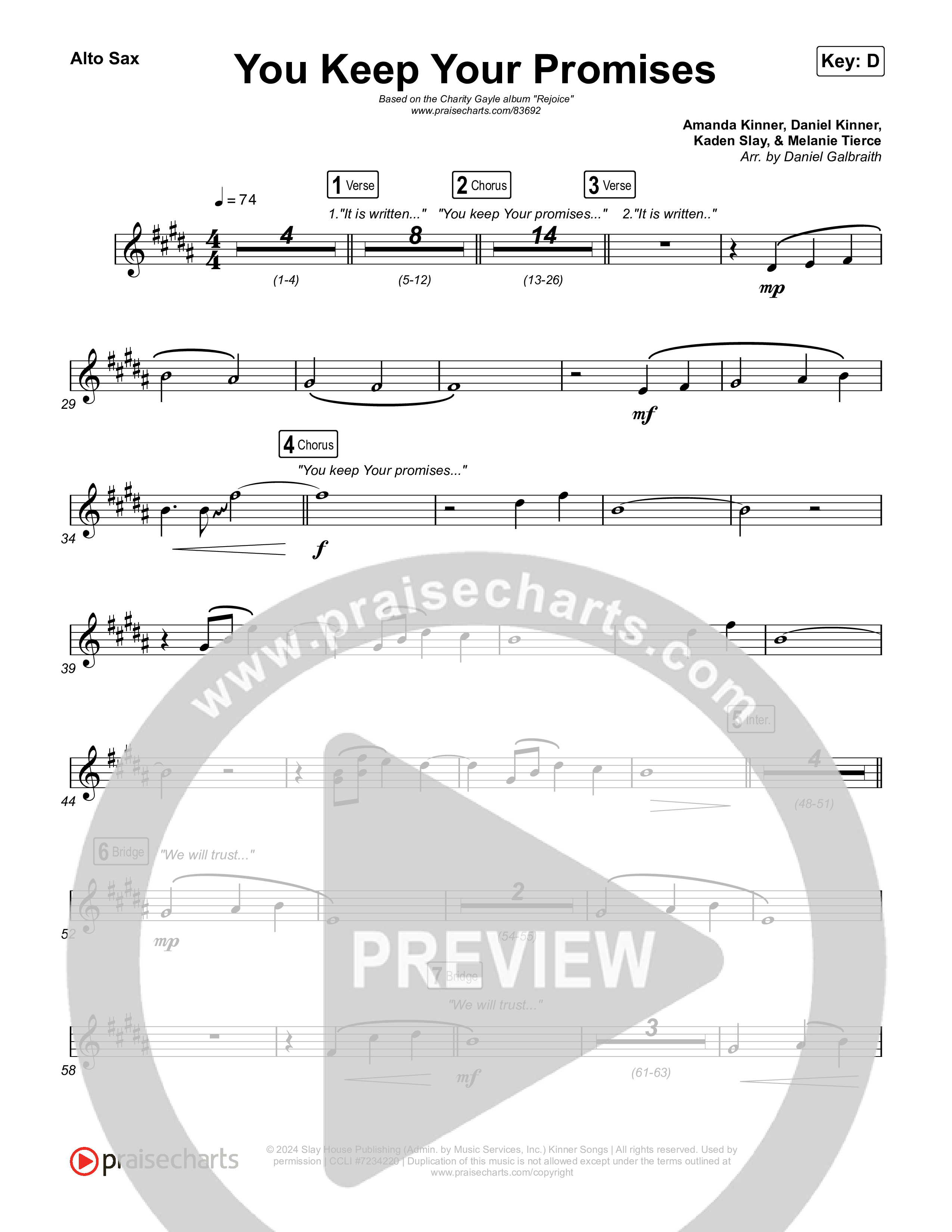 You Keep Your Promises Alto Sax (Charity Gayle)