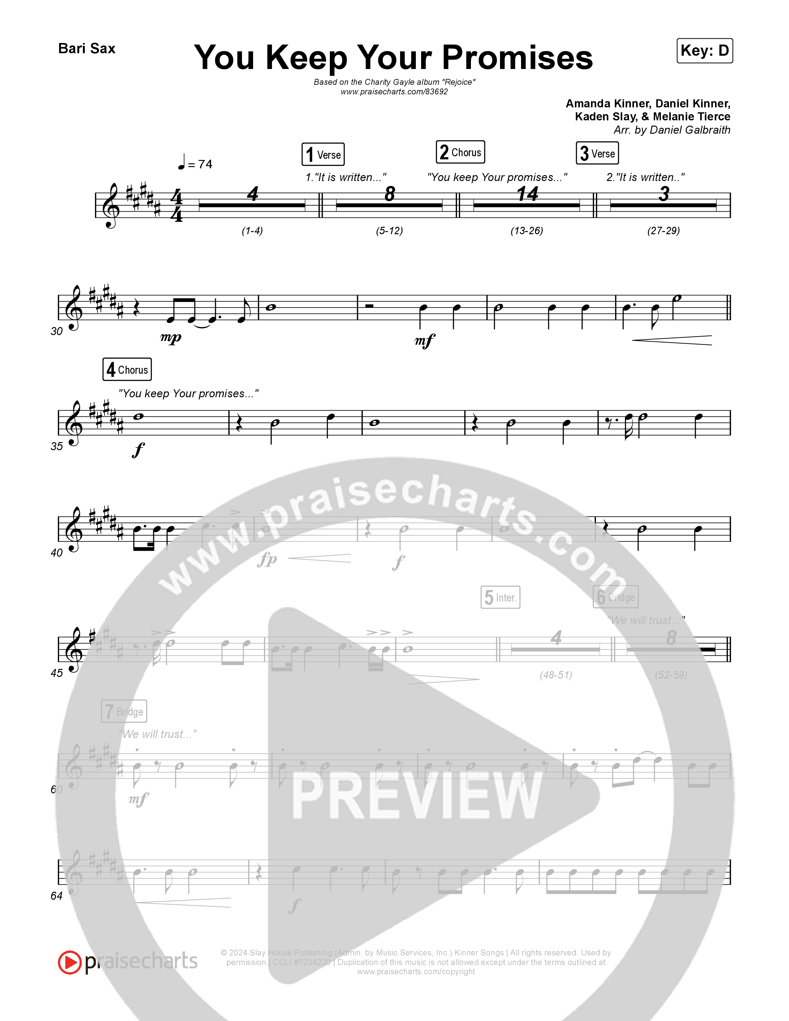 You Keep Your Promises Bari Sax (Charity Gayle)