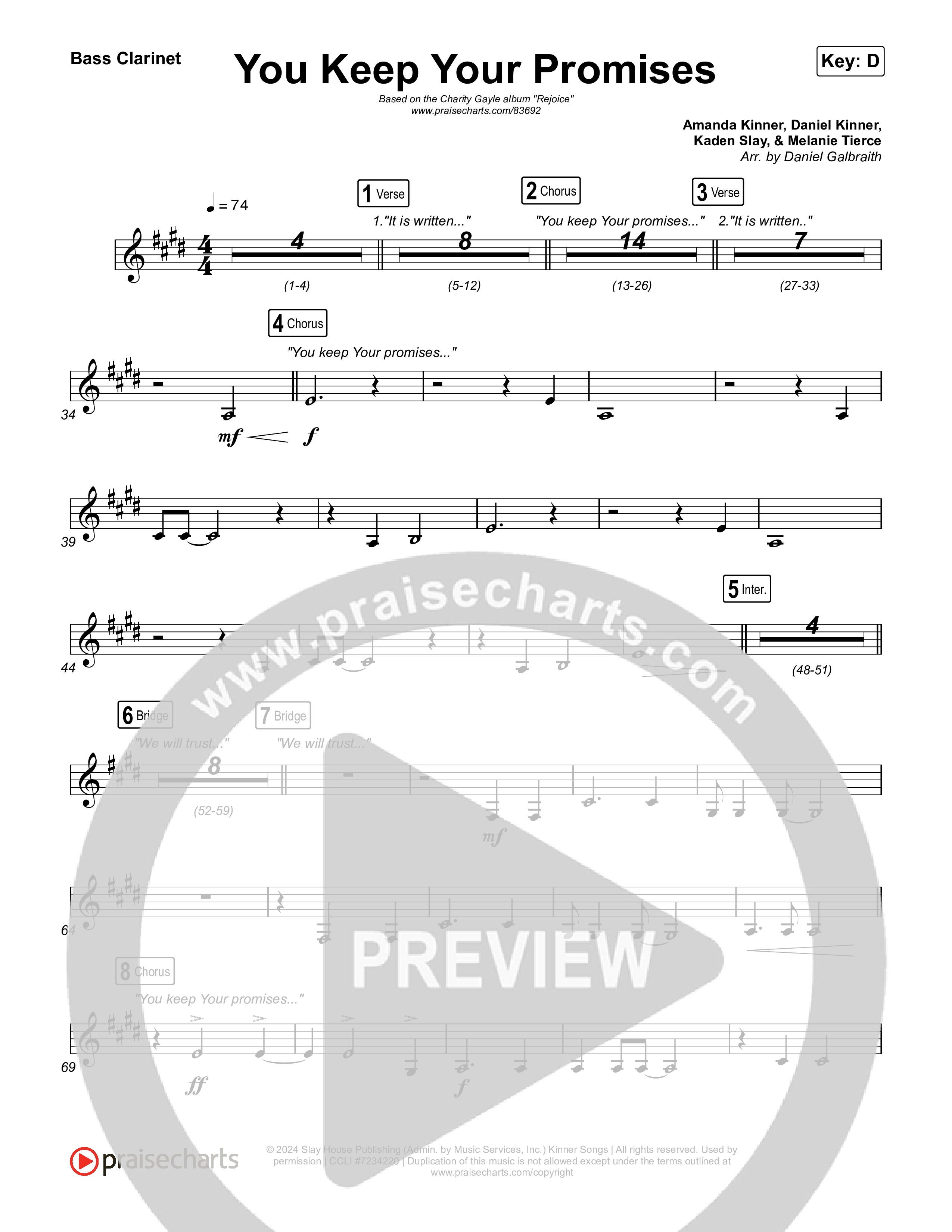 You Keep Your Promises Bass Clarinet (Charity Gayle)