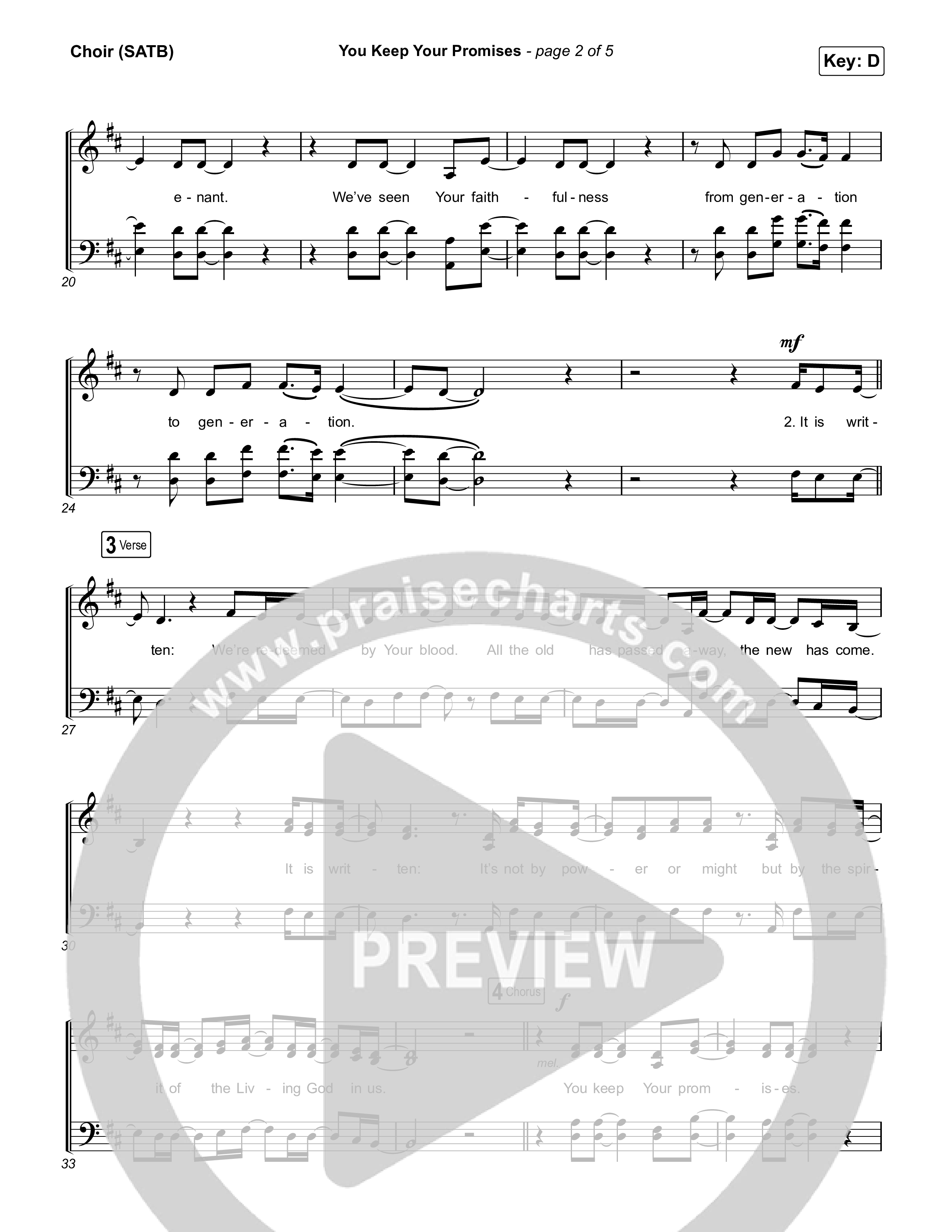 You Keep Your Promises Choir Sheet (SATB) (Charity Gayle)
